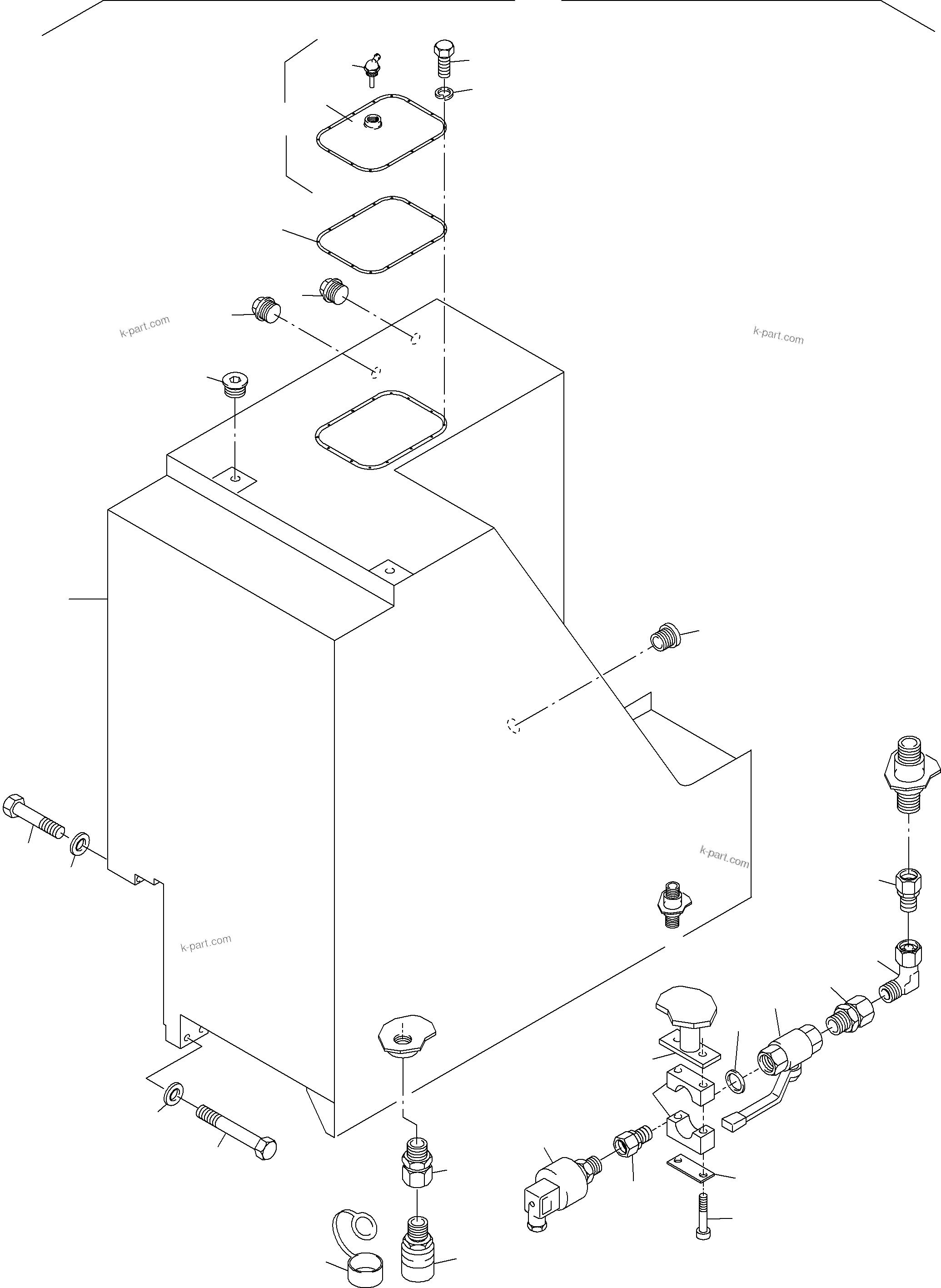 Komatsu parts book diagram for PC3000-6 S/N 46165: FUEL TANK
