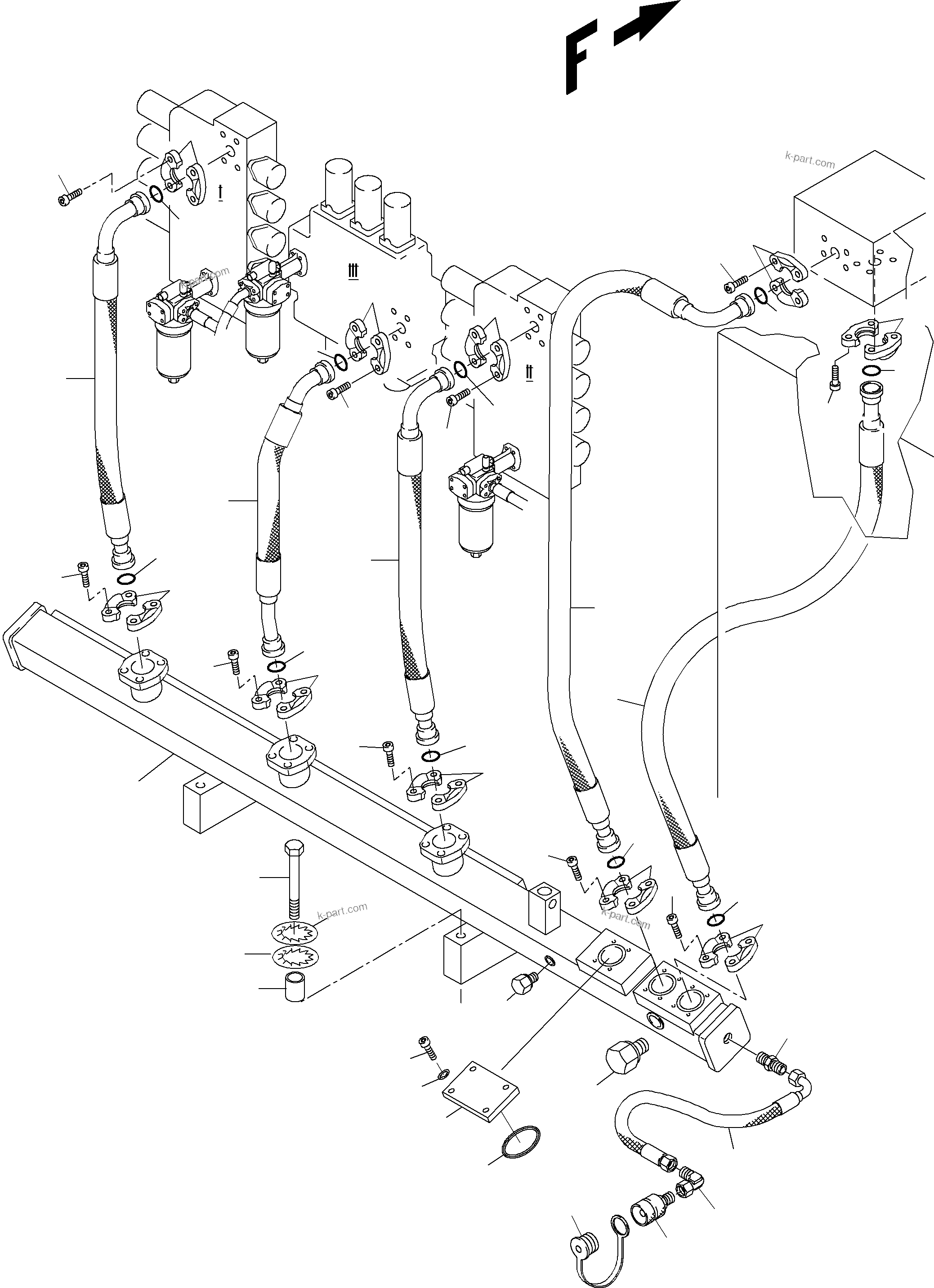 Komatsu parts book diagram for PC3000-6 S/N 46165: RETURN LINES - CONTROLBLOCKS