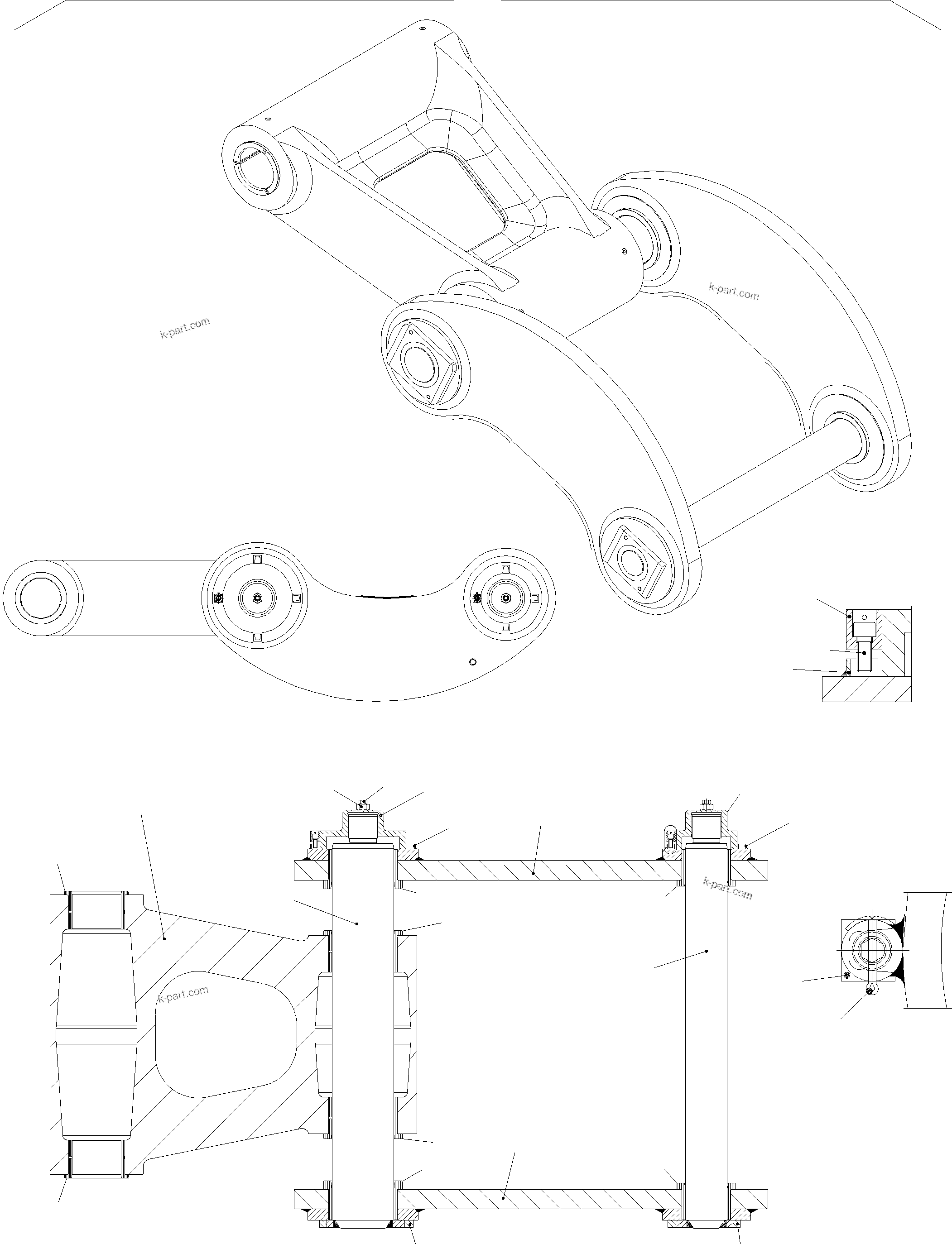 Komatsu parts book diagram for PC3000-6 S/N 46165: STEERING AND ROD