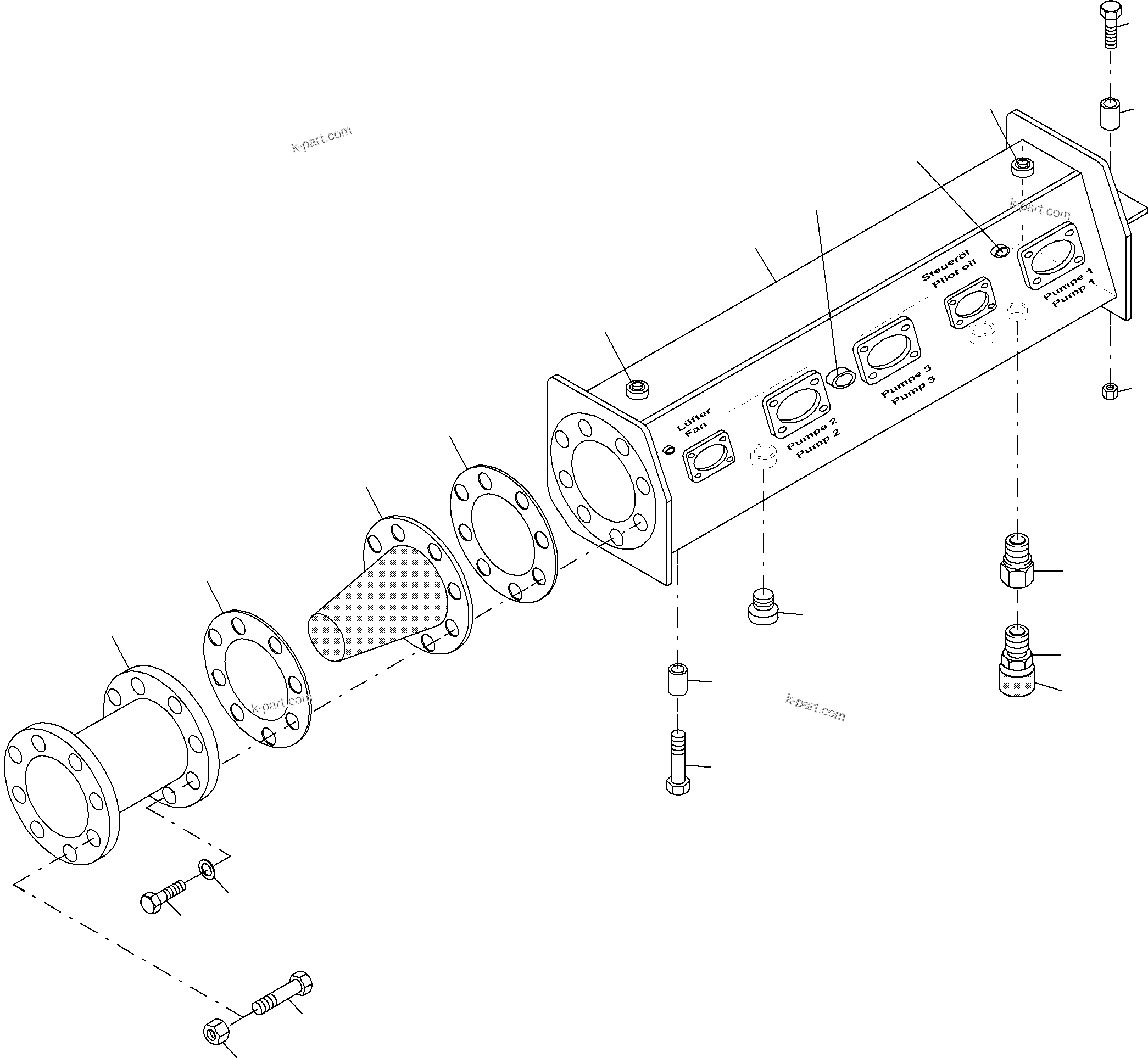 Komatsu parts book diagram for PC3000-6 S/N 46165: SUCTION TANK