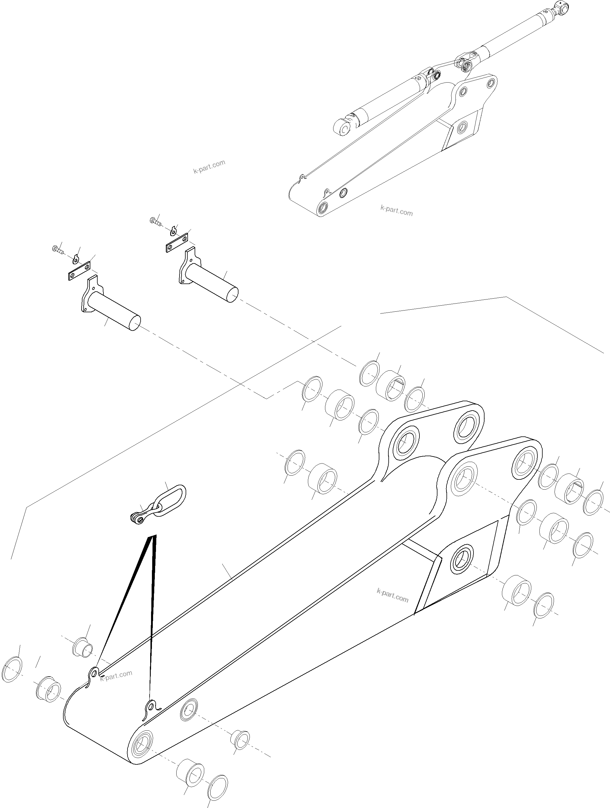 Komatsu parts book diagram for PC3000-6 S/N 46165: BACKHOE  STICK 4,0M