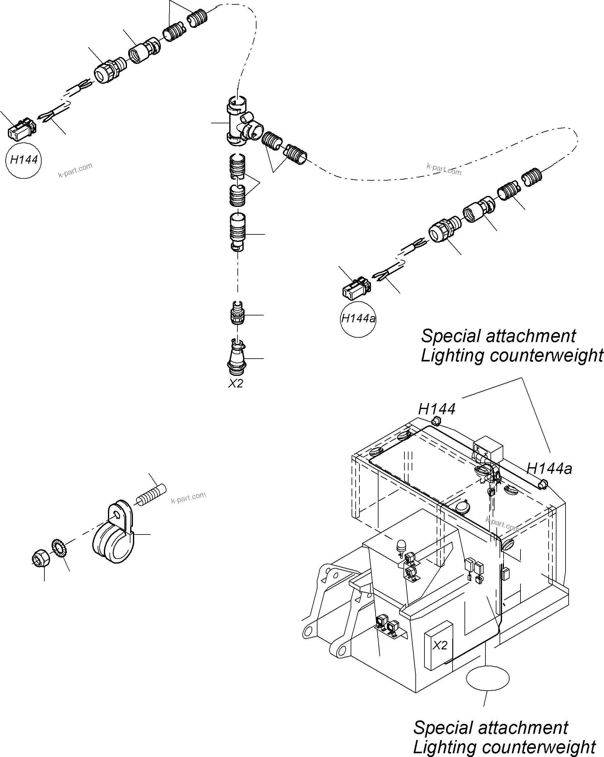 Komatsu parts book diagram for PC3000-6 S/N 46165: LIGHTING EQUIPMENT