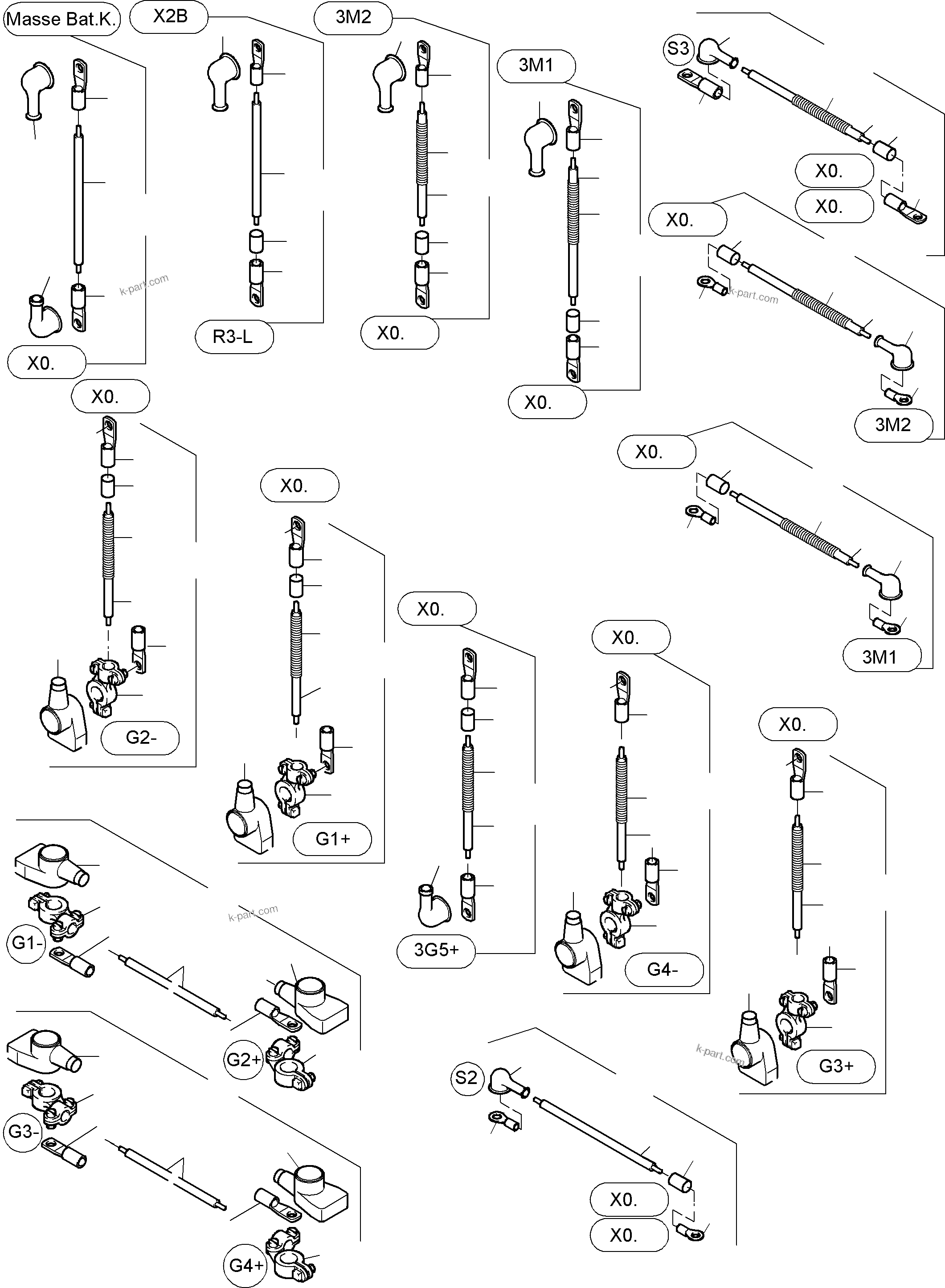Komatsu parts book diagram for PC3000-6 S/N 46165: BATTERIES WITH CABLES