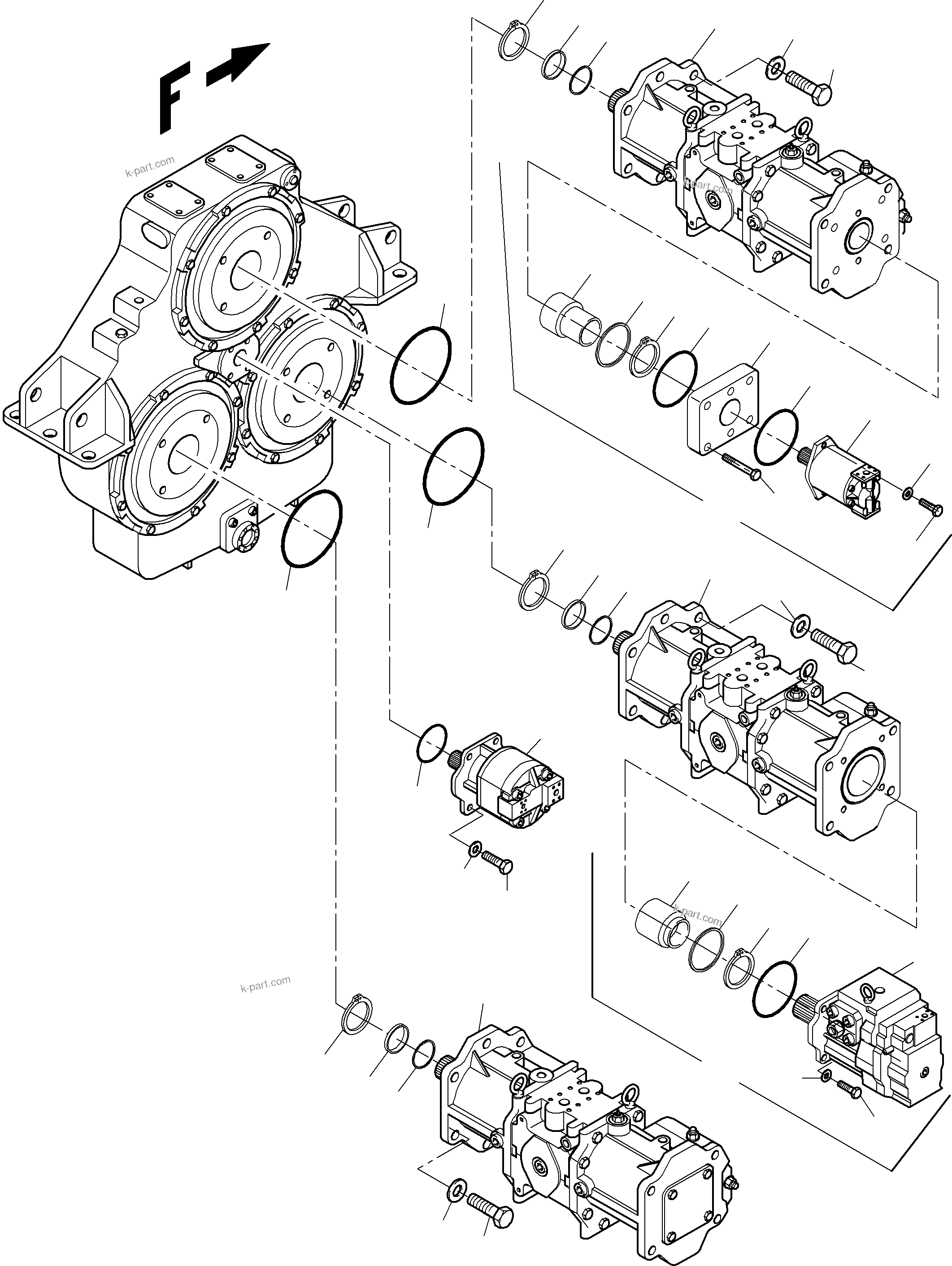 Komatsu parts book diagram for PC3000-6 S/N 46165: PUMP INSTALLATION