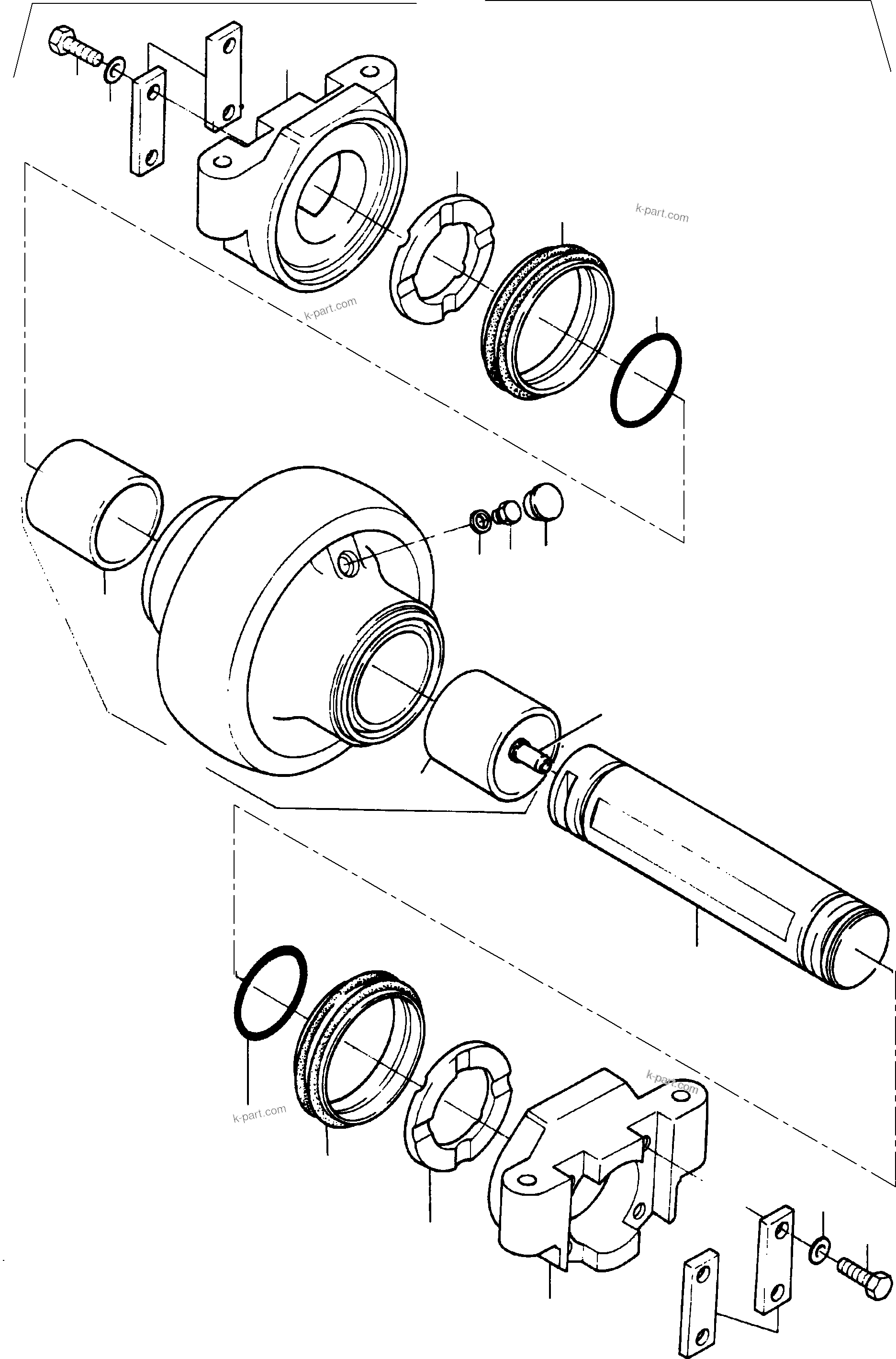 Komatsu parts book diagram for PC3000-6 S/N 46165: BOTTOM ROLLER