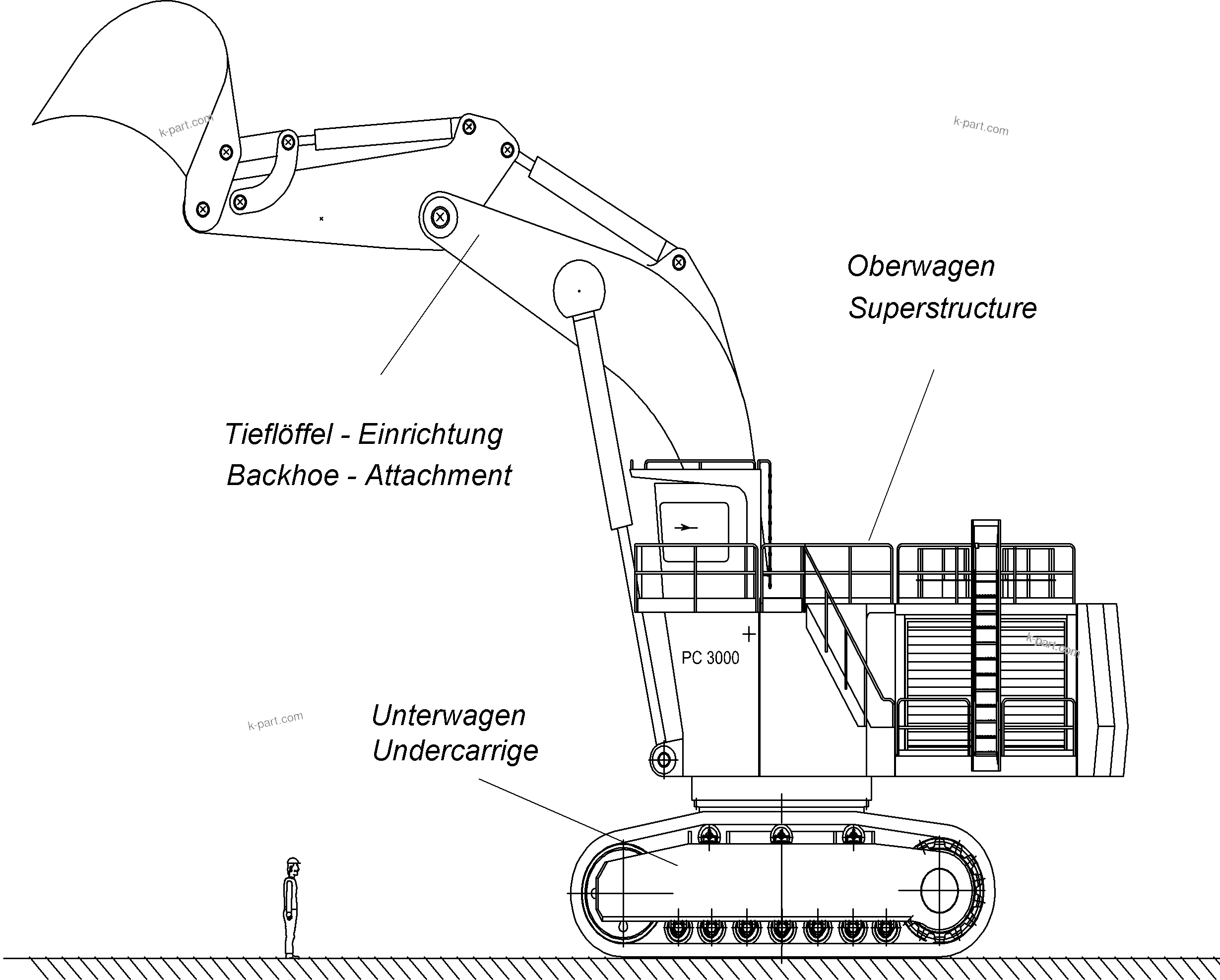 Komatsu parts book diagram for PC3000-6 S/N 46165: 