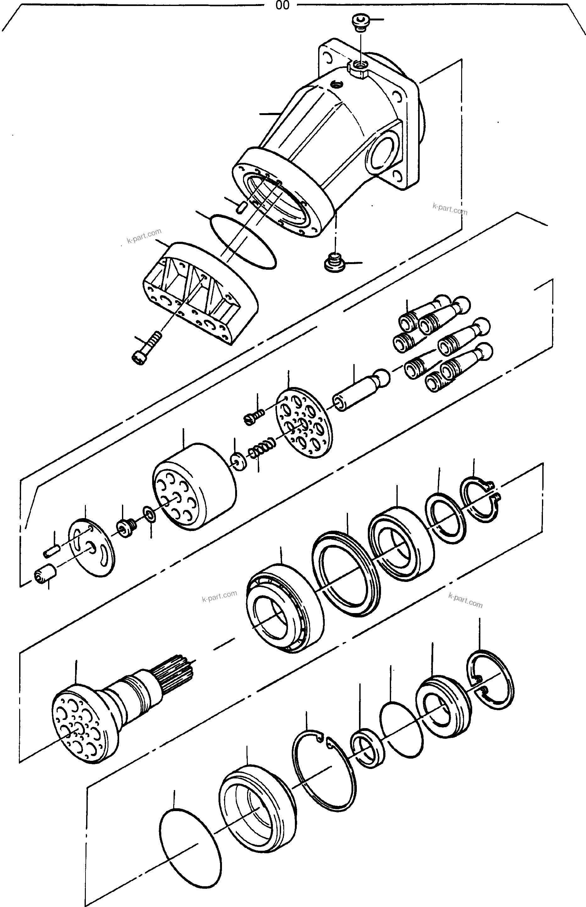 Komatsu parts book diagram for PC3000-6 S/N 46174: HYDR. MOTOR