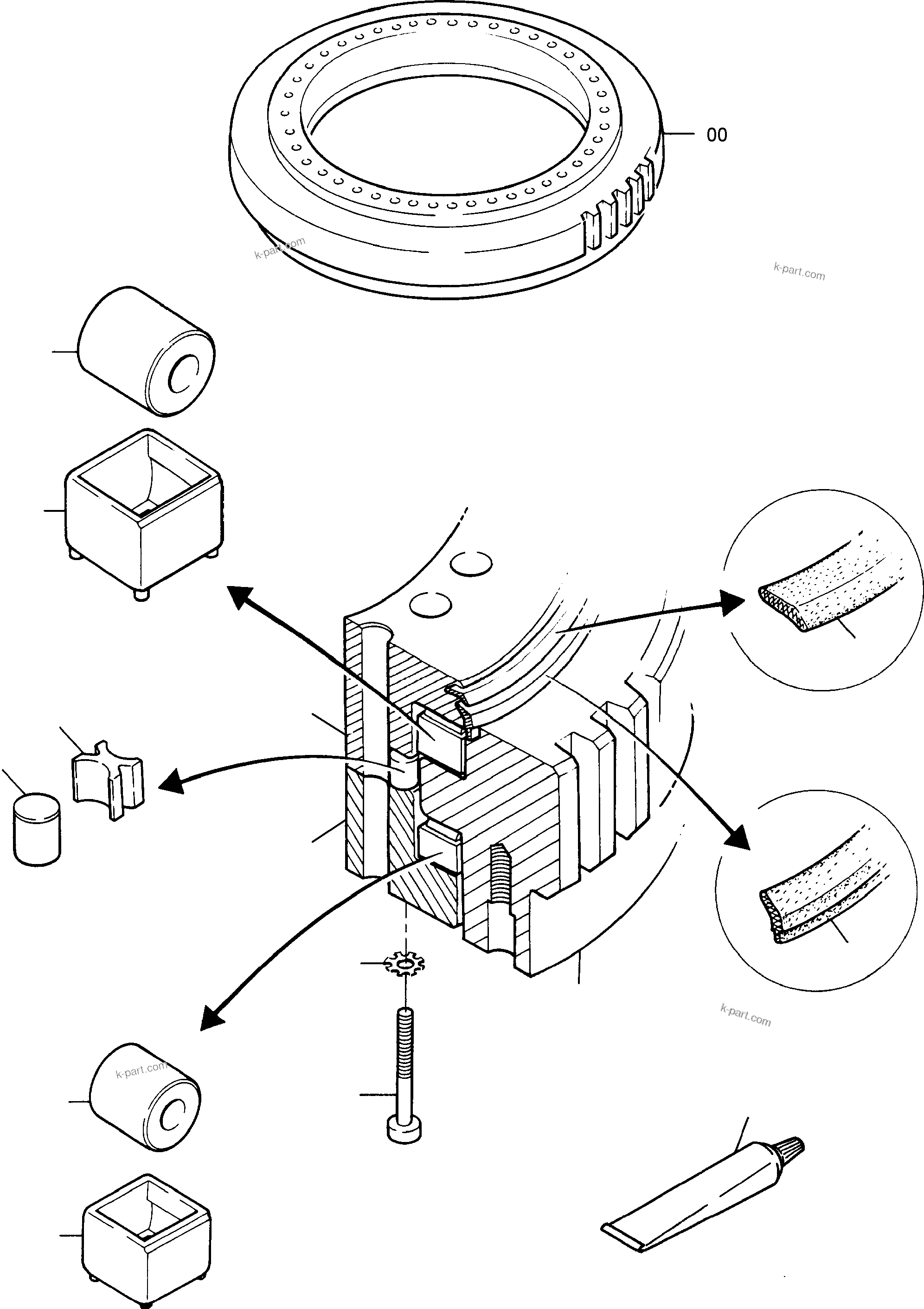 Komatsu parts book diagram for PC3000-6 S/N 46174: SLEW RING