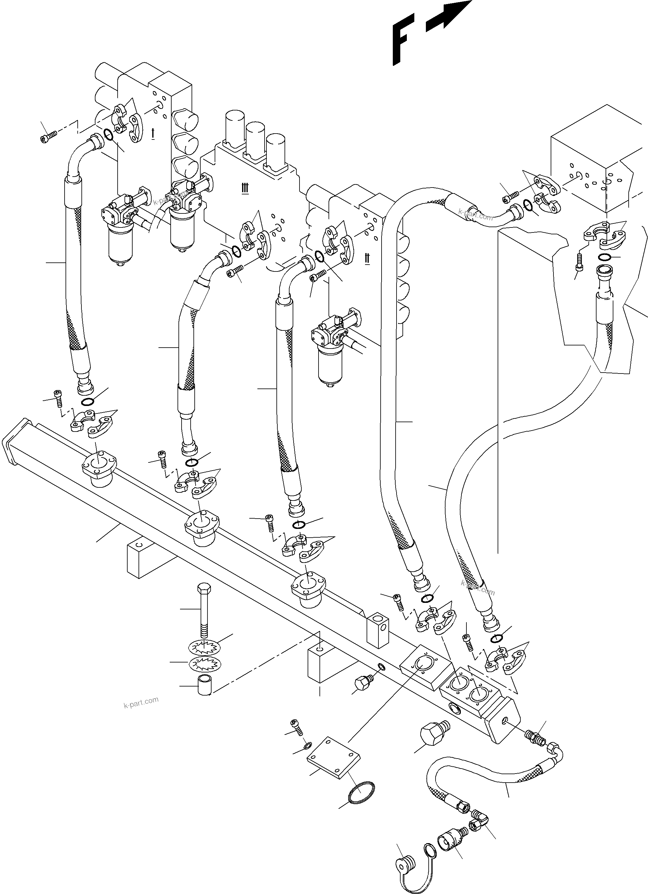 Komatsu parts book diagram for PC3000-6 S/N 46174: RETURN LINES - CONTROLBLOCKS