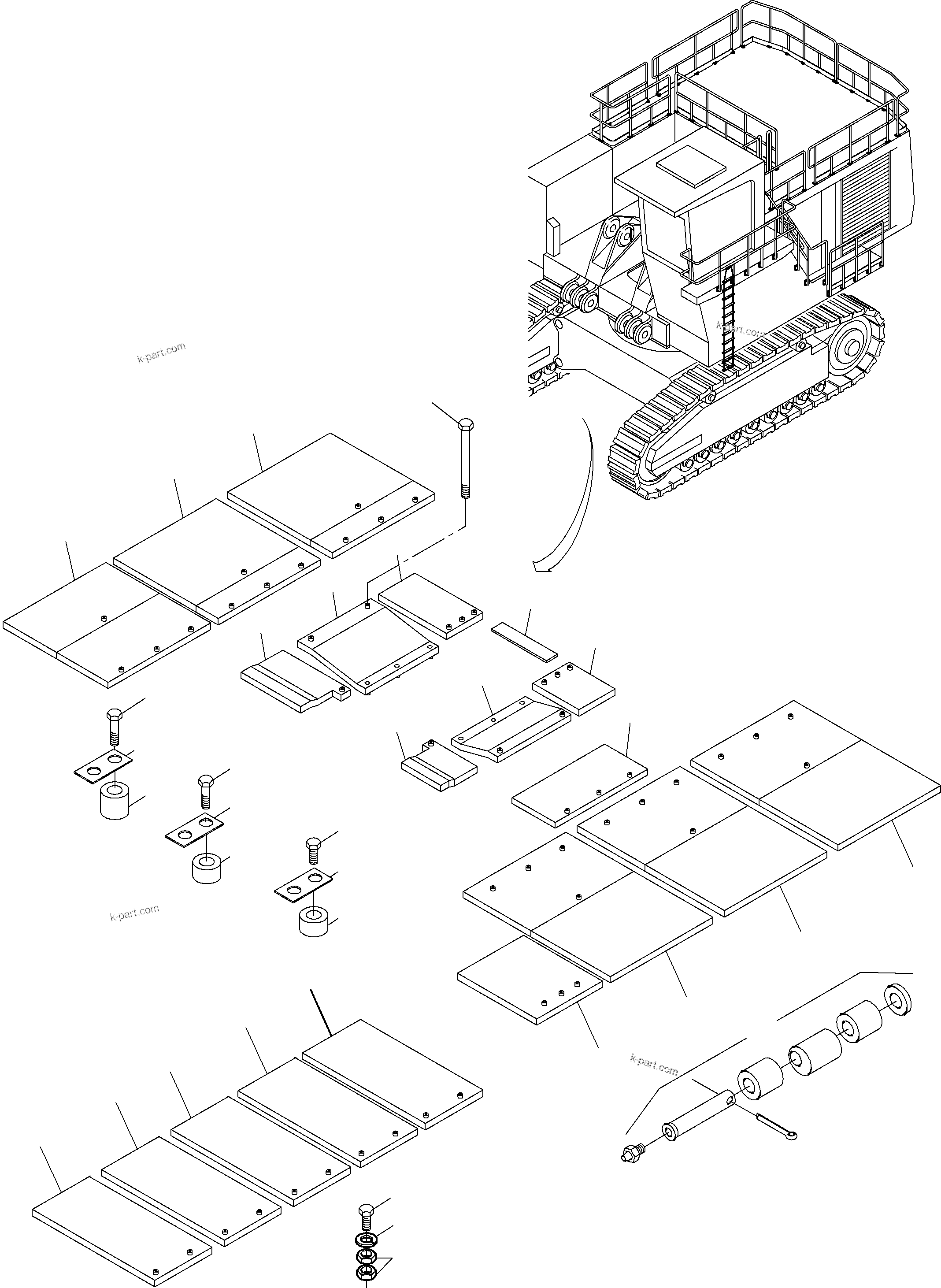 Komatsu parts book diagram for PC3000-6 S/N 46174: COVER, LOWER