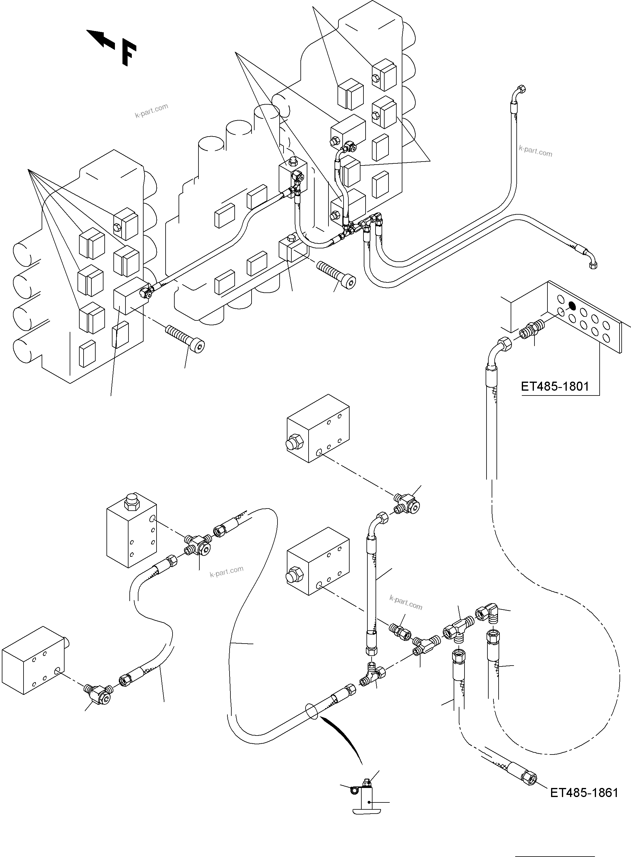 Komatsu parts book diagram for PC3000-6 S/N 46174: VALVES ON CONTROL BLOCKS (BE)