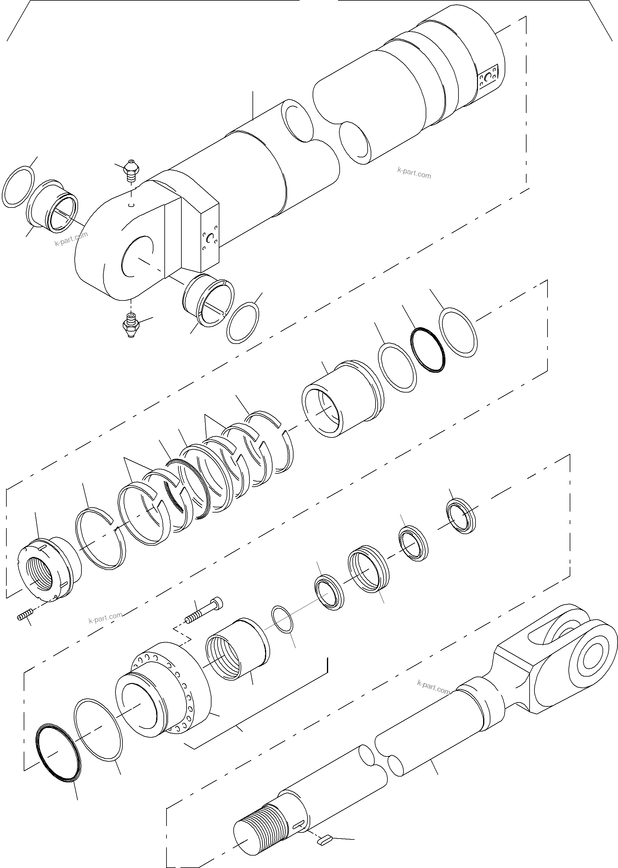 Komatsu parts book diagram for PC3000-6 S/N 46174: HYDRAULIC CYLINDER