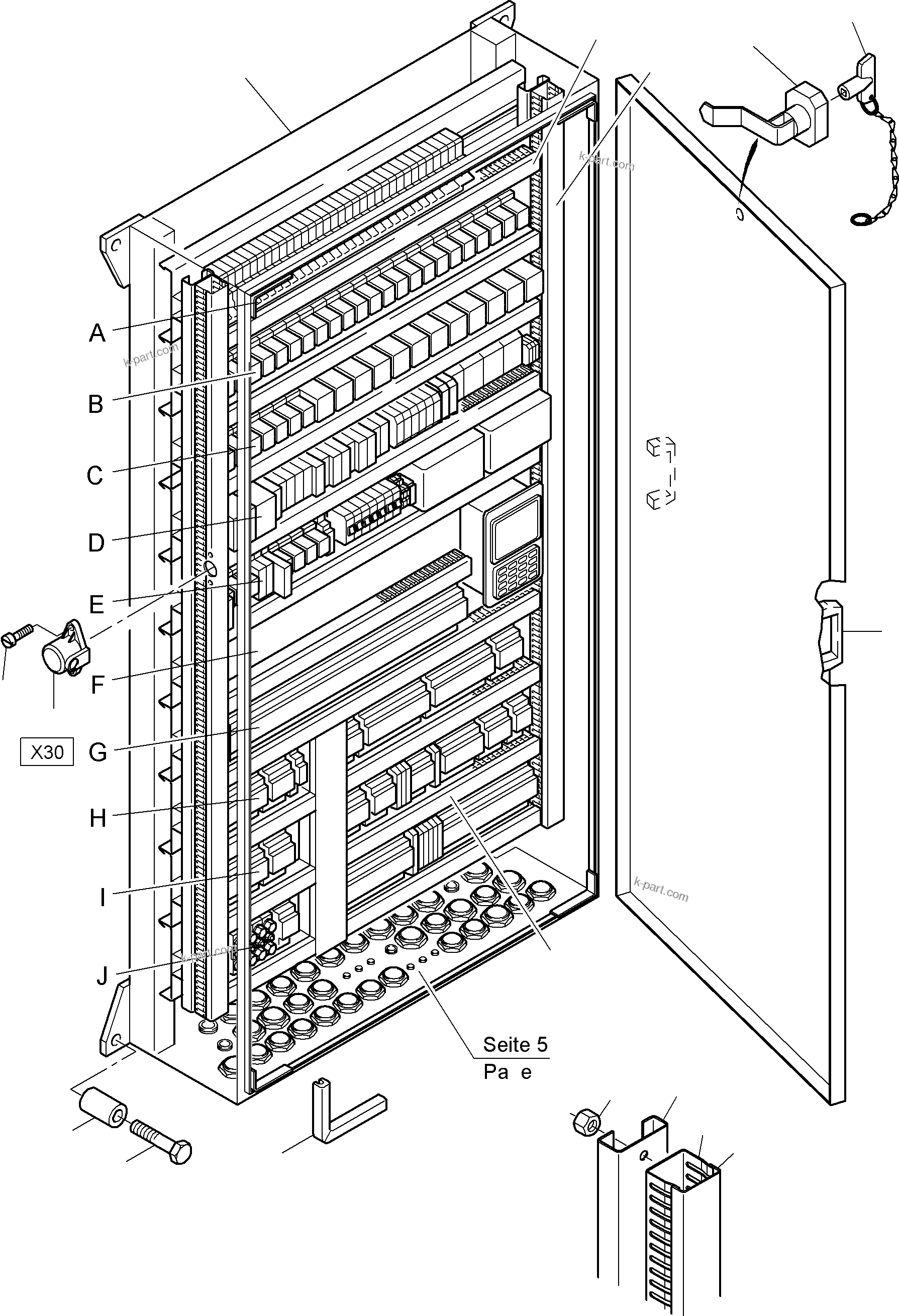 Komatsu parts book diagram for PC3000-6 S/N 46174: MAIN SWITCH BOX IN CAB SUPPORT