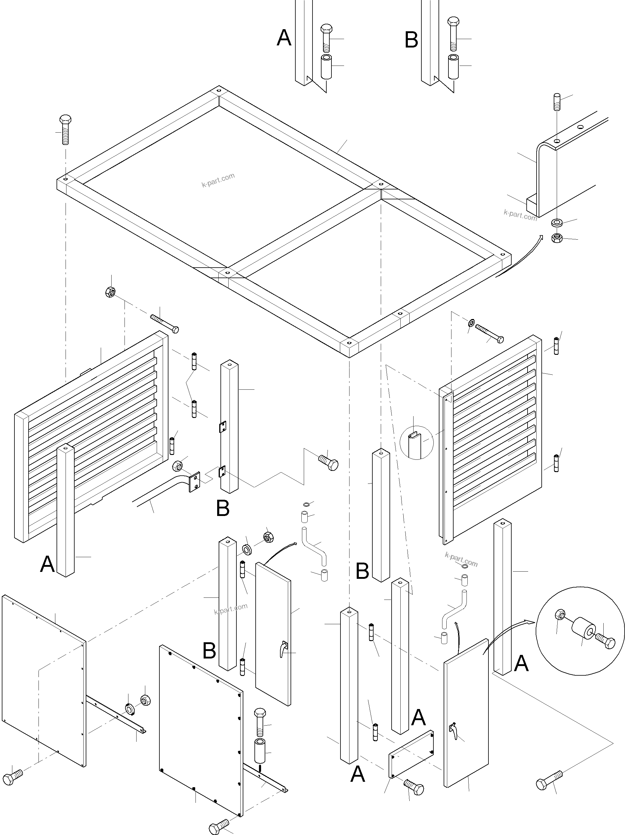Komatsu parts book diagram for PC3000-6 S/N 46174: COVERING - ENGINE HOUSING