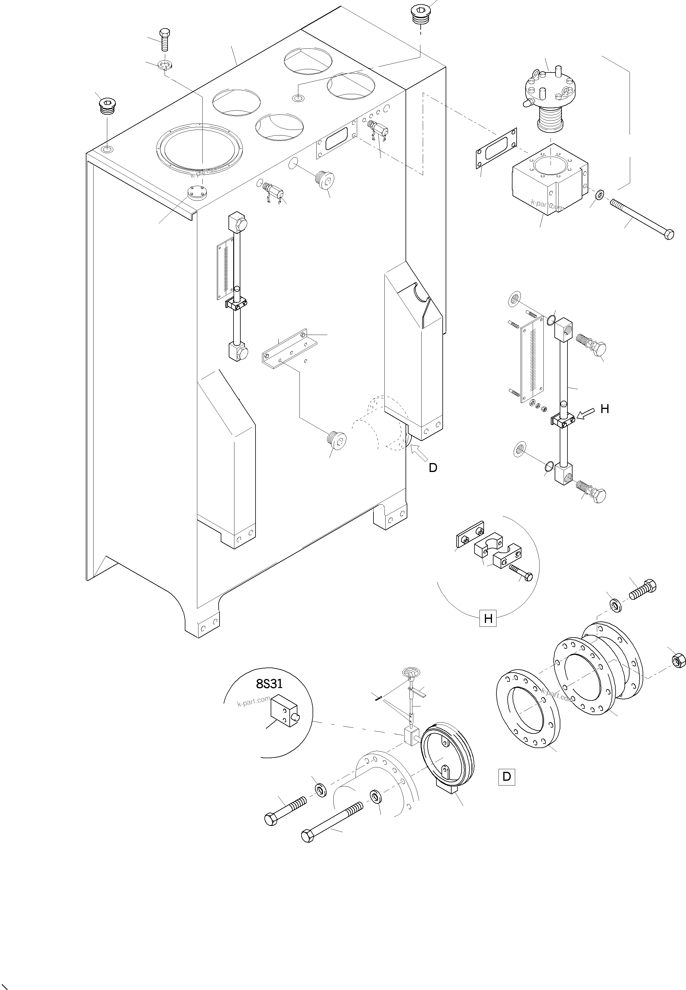 Komatsu parts book diagram for PC3000-6 S/N 46174: MAIN OIL TANK