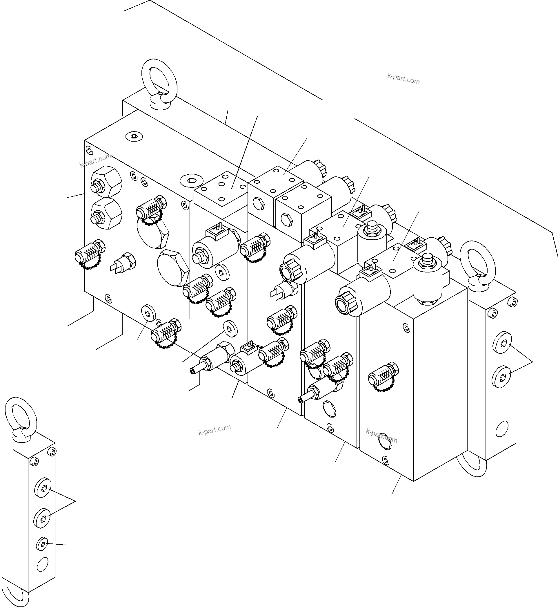 Komatsu parts book diagram for PC3000-6 S/N 46174: VALVE CARTRIDGE BLOCK