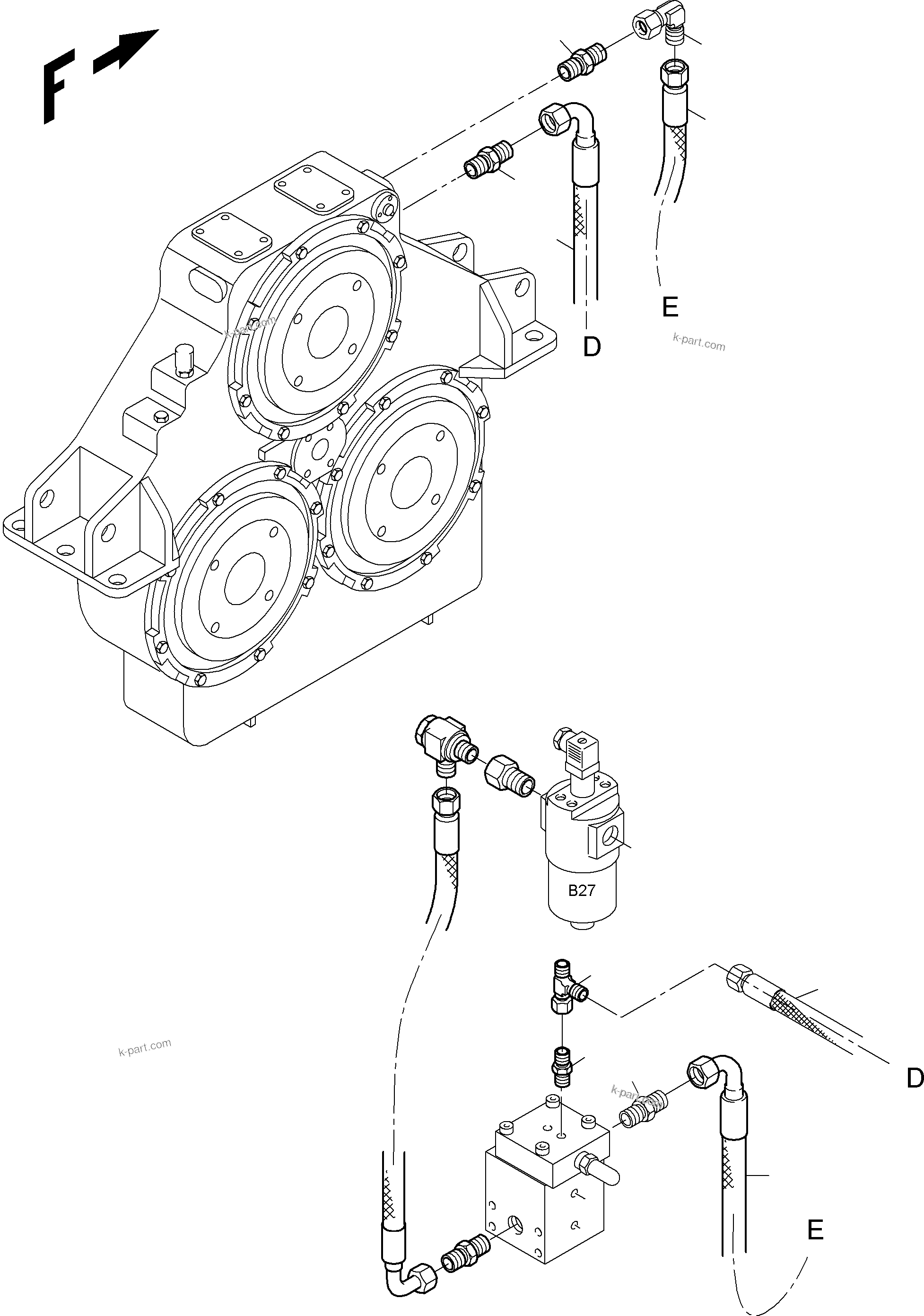 Komatsu parts book diagram for PC3000-6 S/N 46174: CONTROL- AND FILTER PLATE