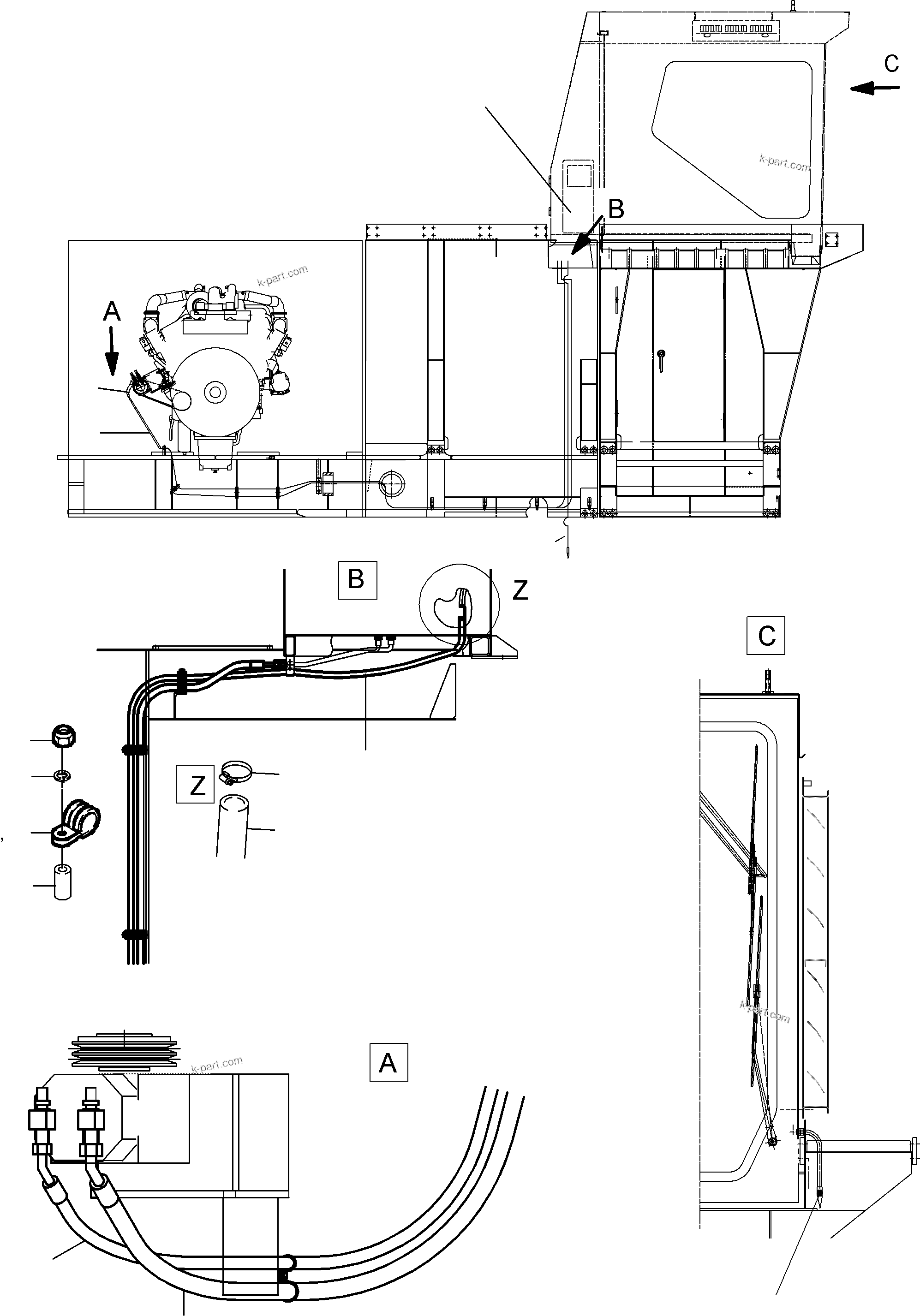 Komatsu parts book diagram for PC3000-6 S/N 46174: AIR CONDITION ARR.