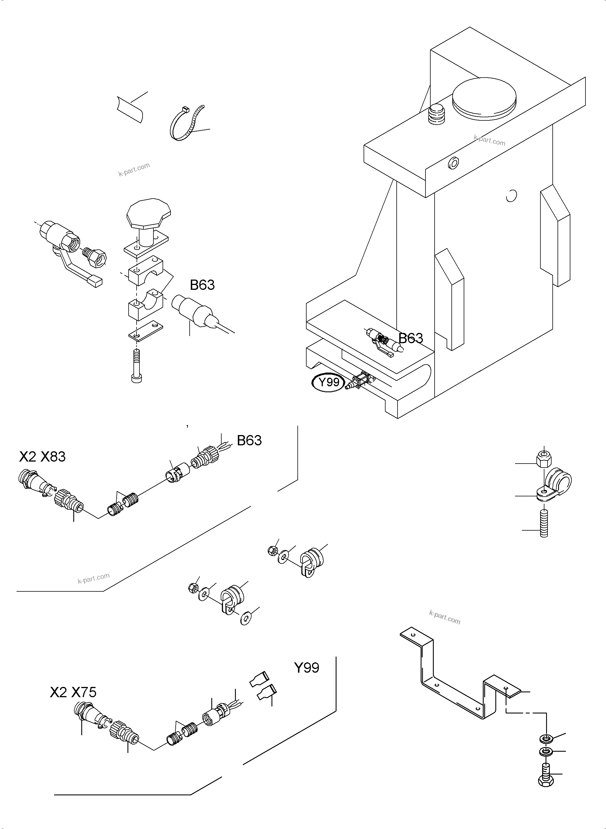 Komatsu parts book diagram for PC3000-6 S/N 46230: CABLES - TANK SENSOR - CHECK VALVE