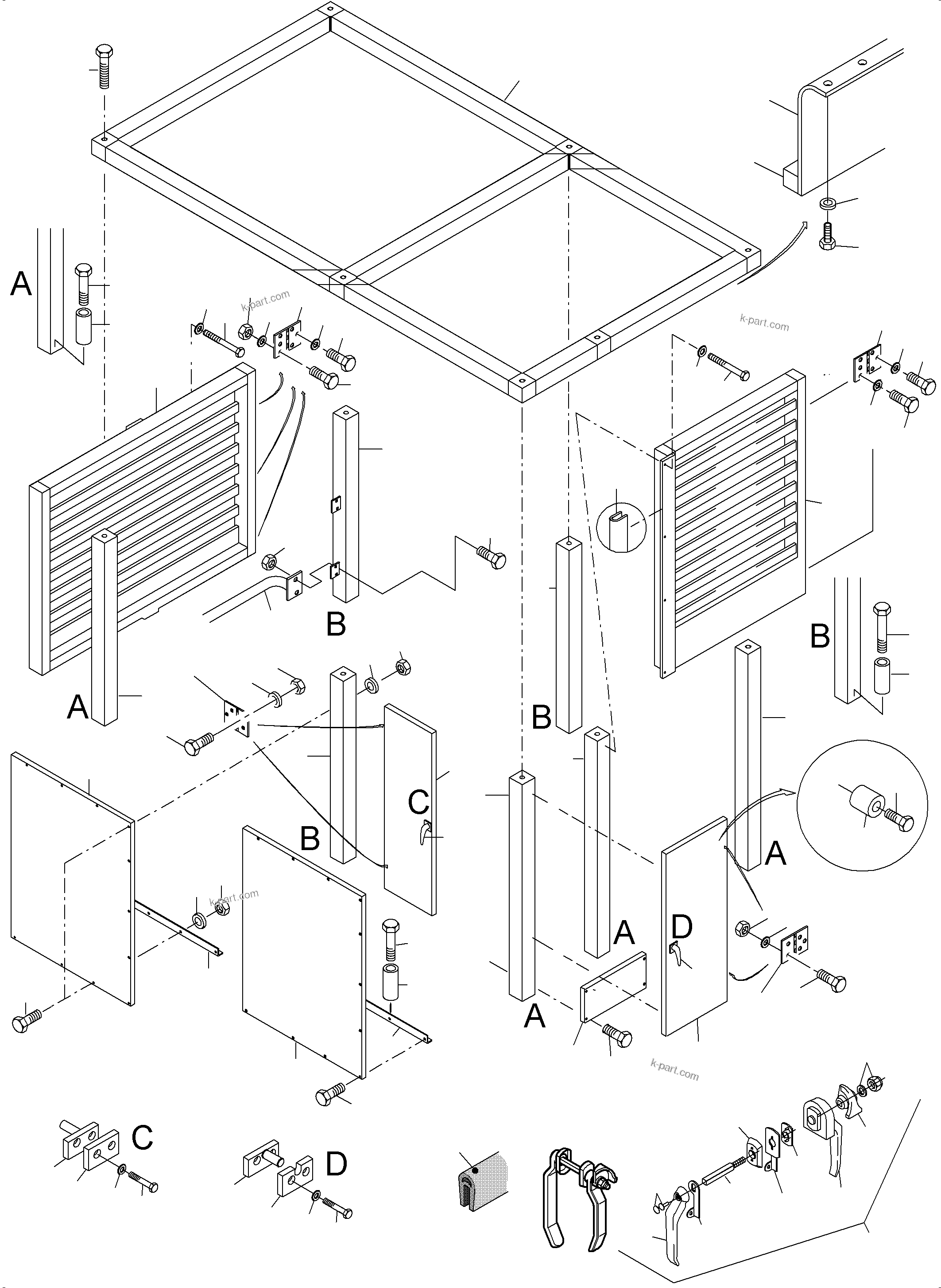 Komatsu parts book diagram for PC3000-6 S/N 46230: COVERING - ENGINE HOUSING