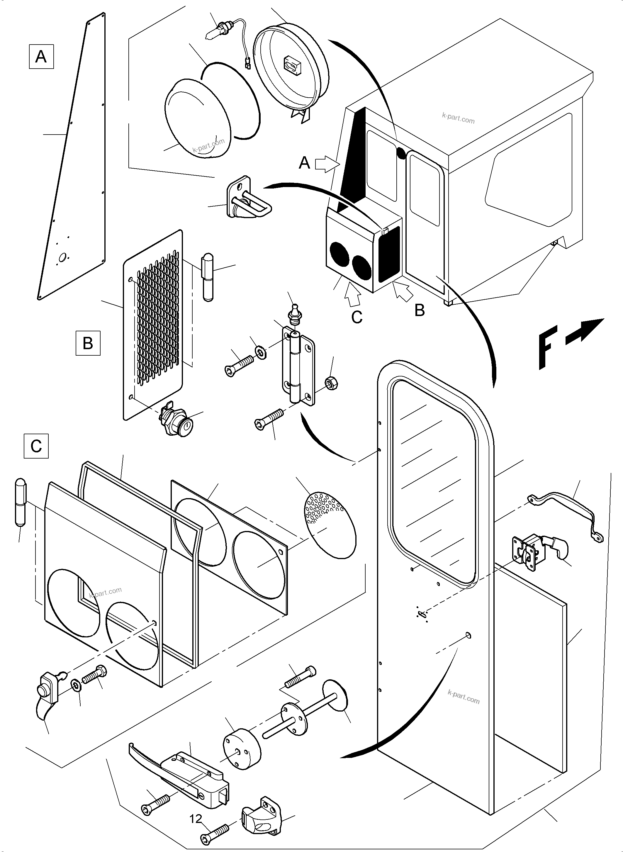 Komatsu parts book diagram for PC3000-6 S/N 46230: OPERATOR'S CAB
