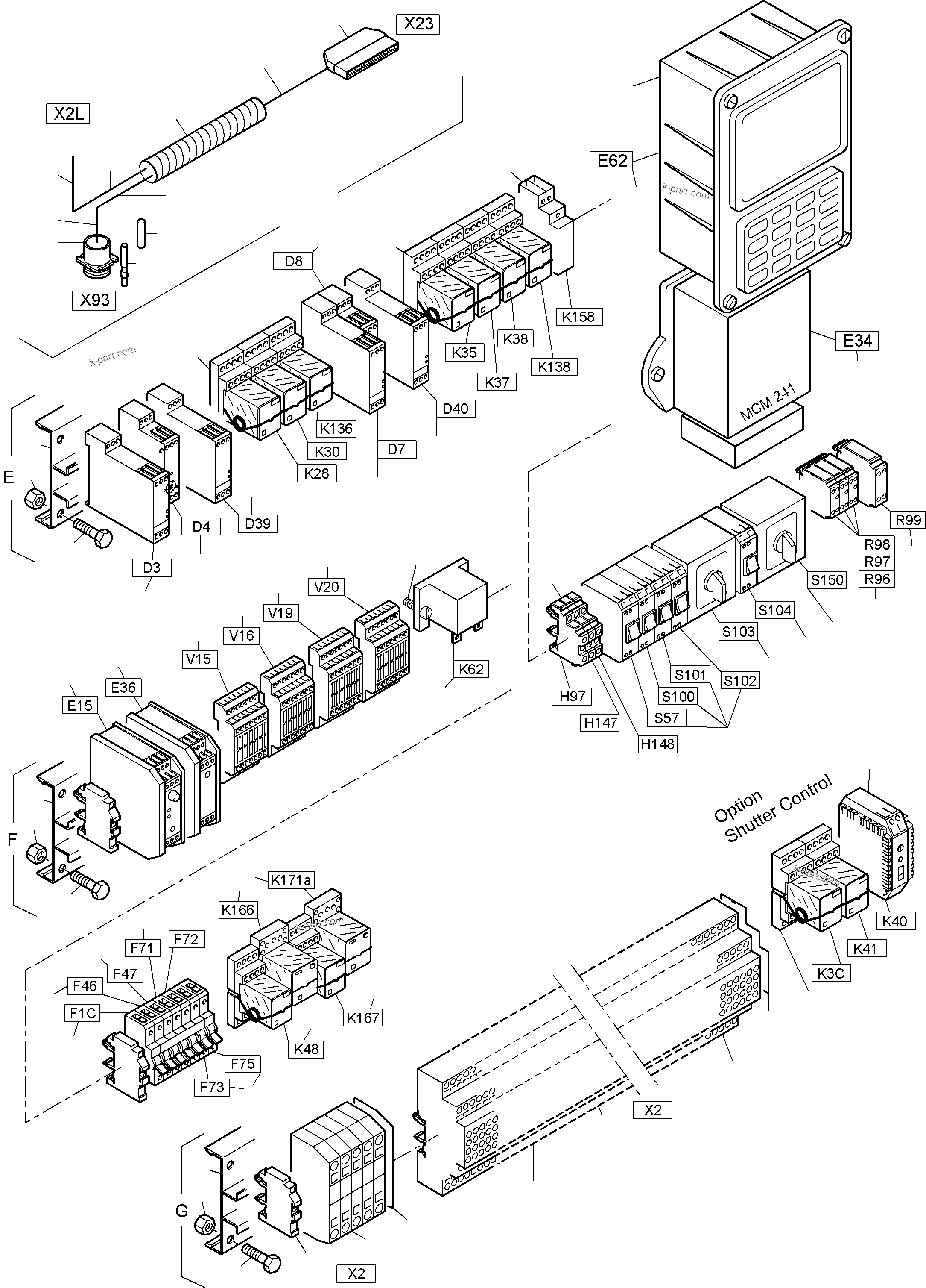 Komatsu parts book diagram for PC3000-6 S/N 46230: MAIN SWITCH BOX X2
