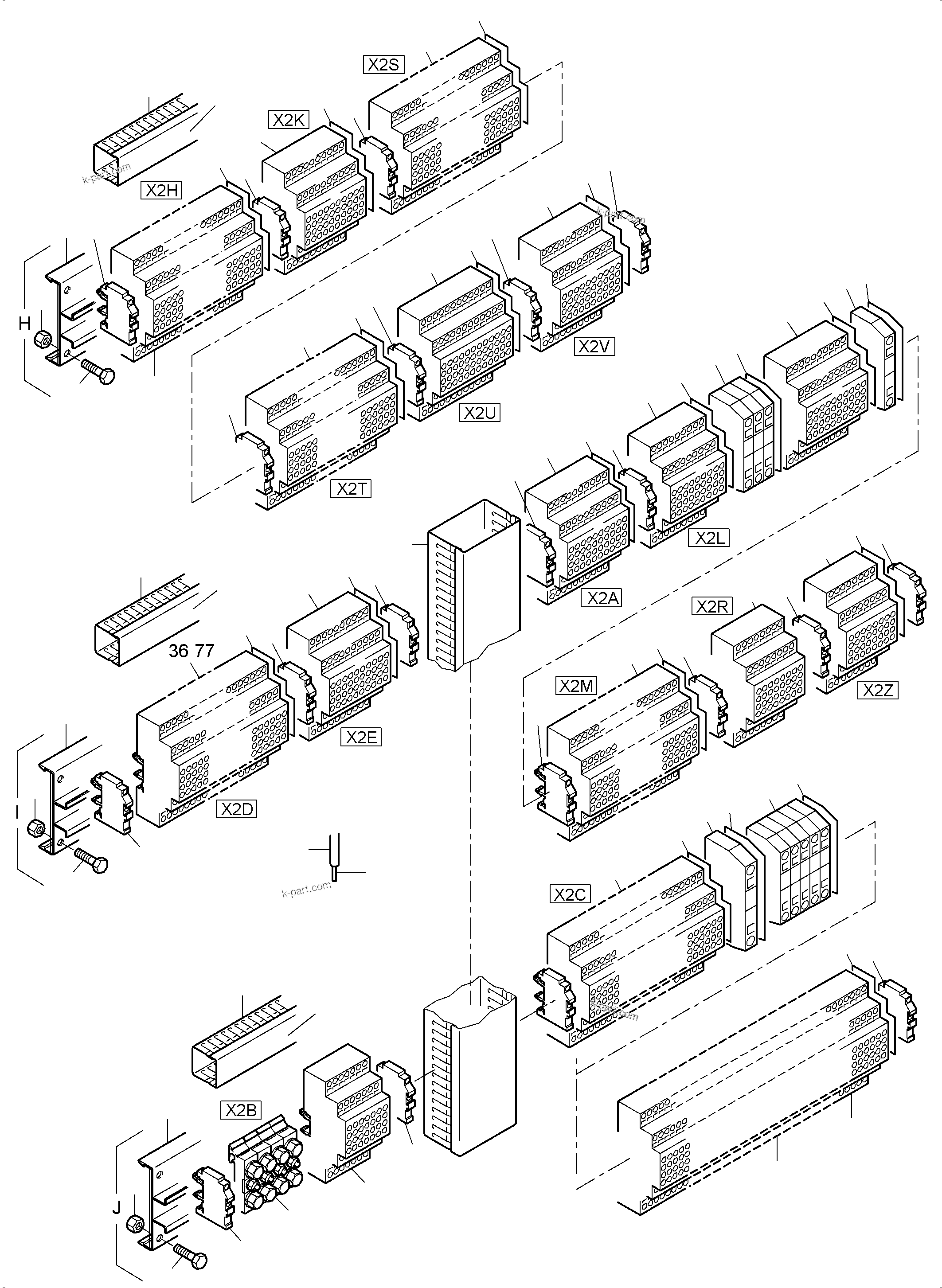 Komatsu parts book diagram for PC3000-6 S/N 46230: MAIN SWITCH BOX X2