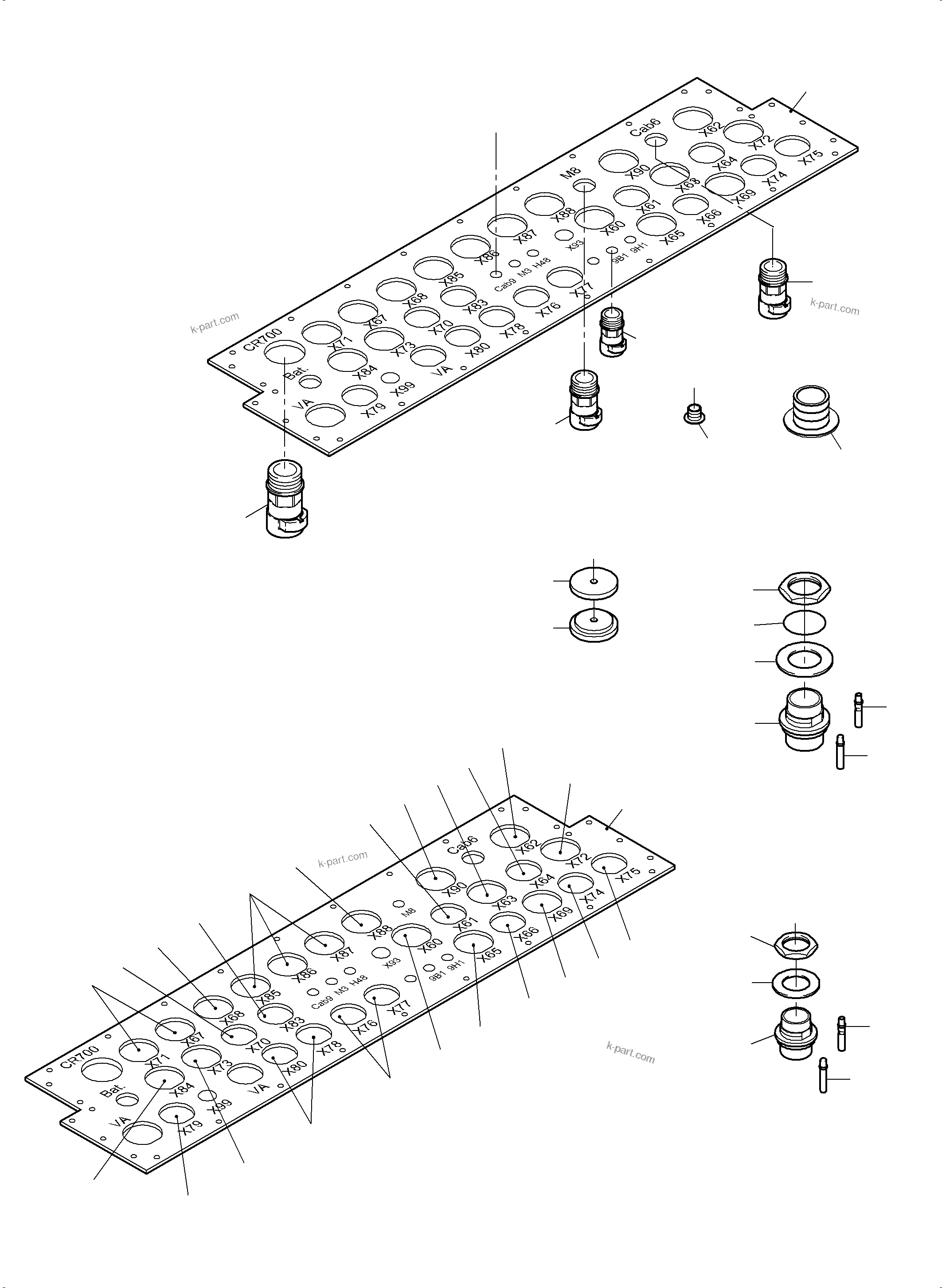 Komatsu parts book diagram for PC3000-6 S/N 46230: MAIN SWITCH BOX X2