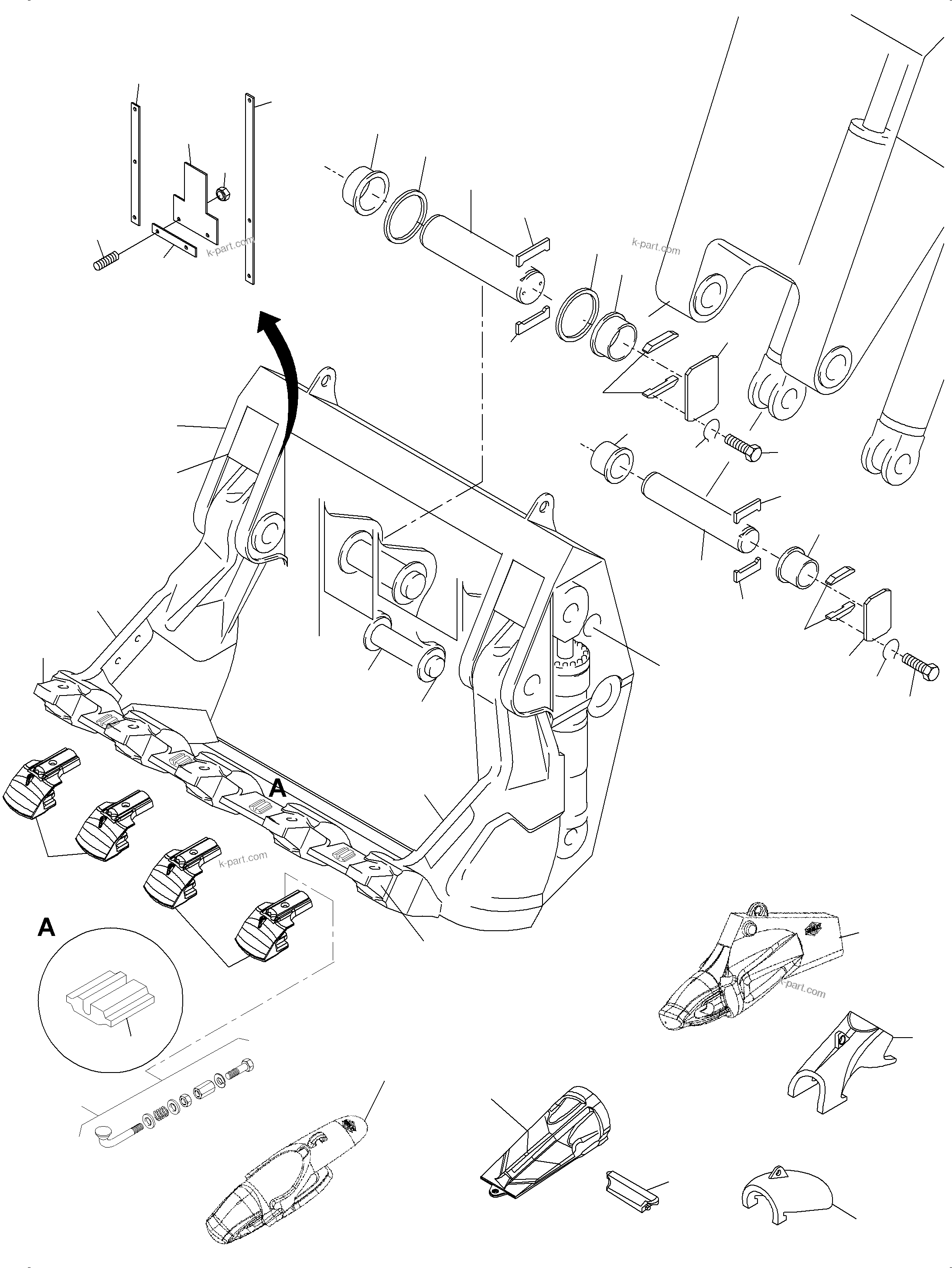 Komatsu parts book diagram for PC3000-6 S/N 46230: BULLCLAM BUCKET 12 CBM