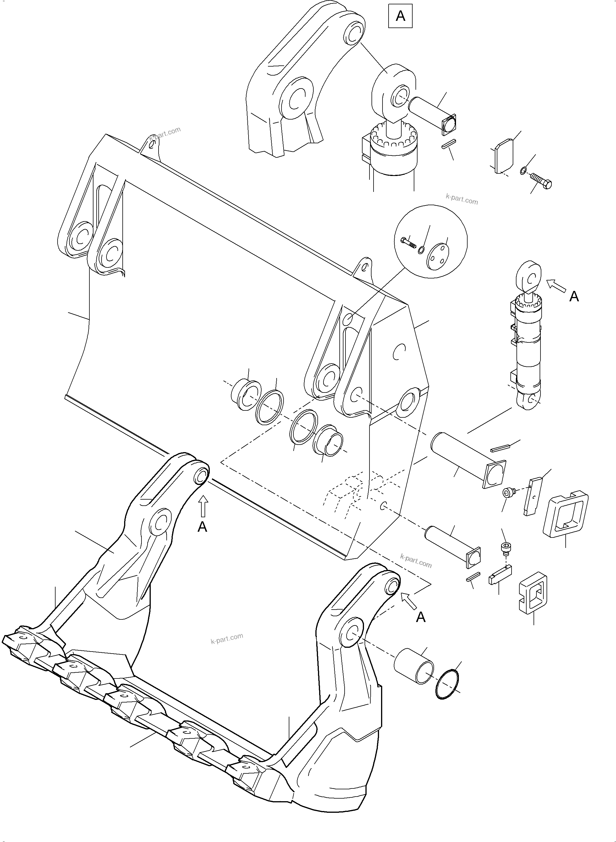 Komatsu parts book diagram for PC3000-6 S/N 46230: BULLCLAM BUCKET 12 CBM