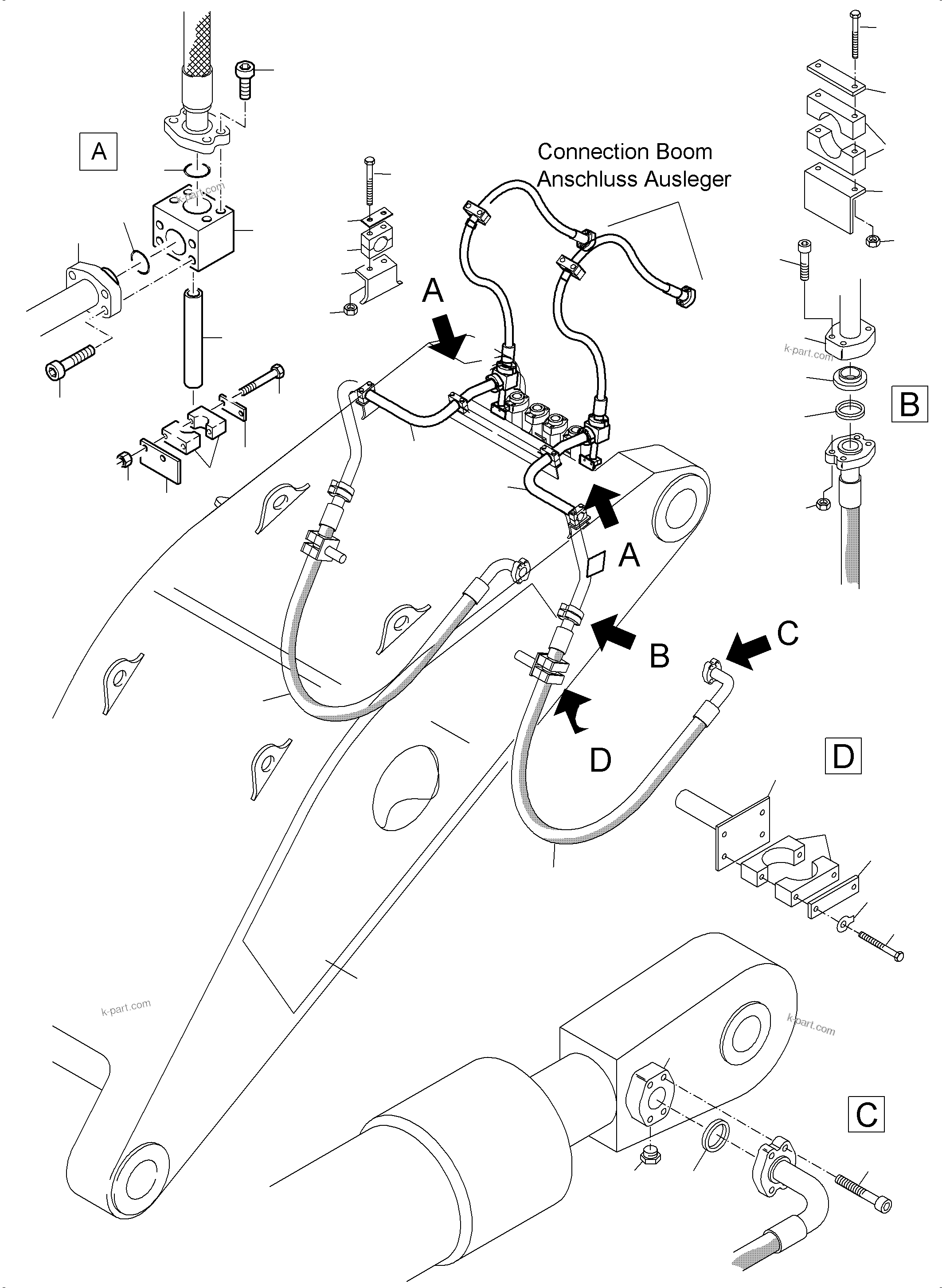 Komatsu parts book diagram for PC3000-6 S/N 46230: BULLCALM BUCKET STICK 4.3 M