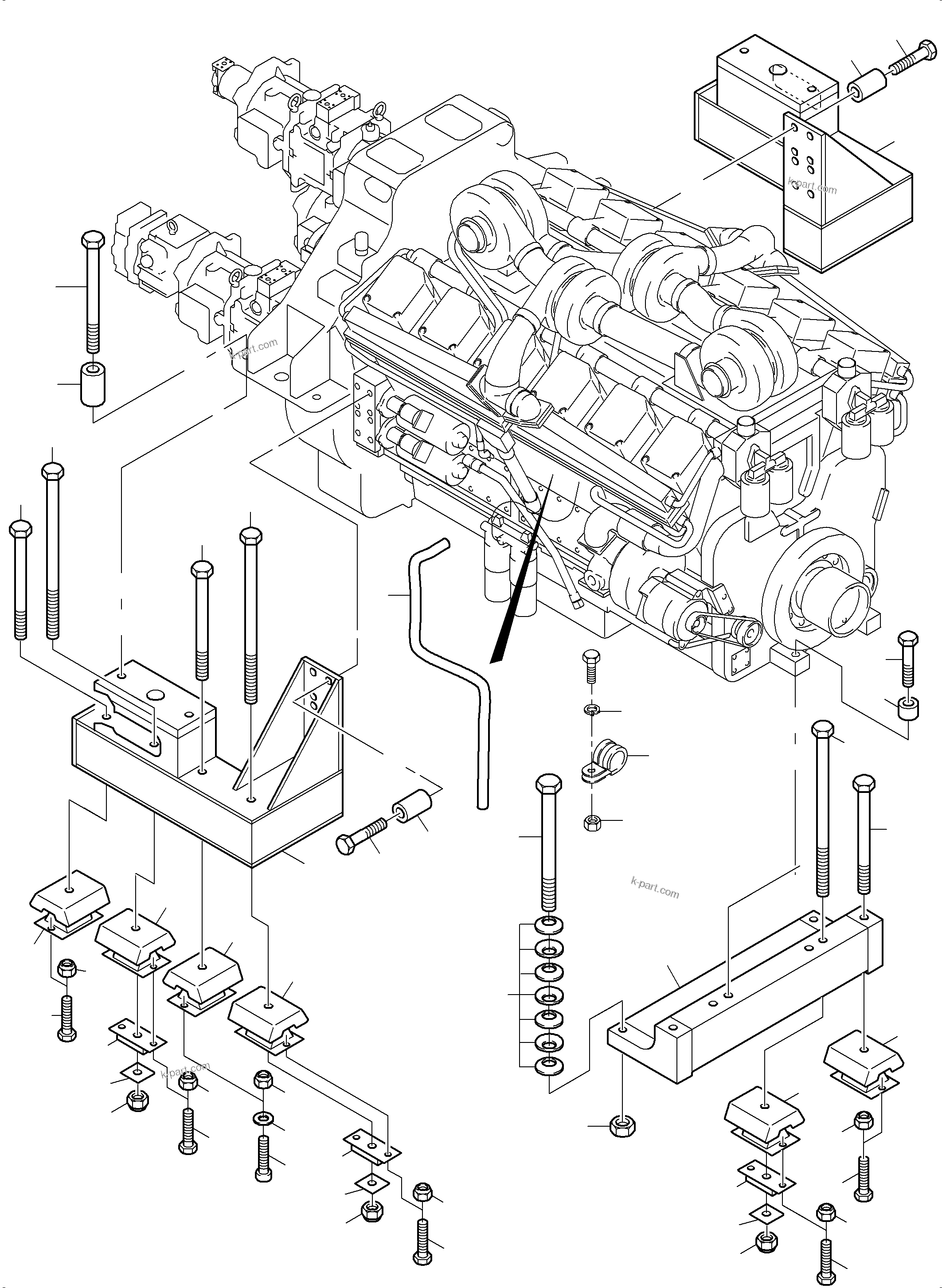 Komatsu parts book diagram for PC3000-6 S/N 46235: DRIVE ARRAGEMENT