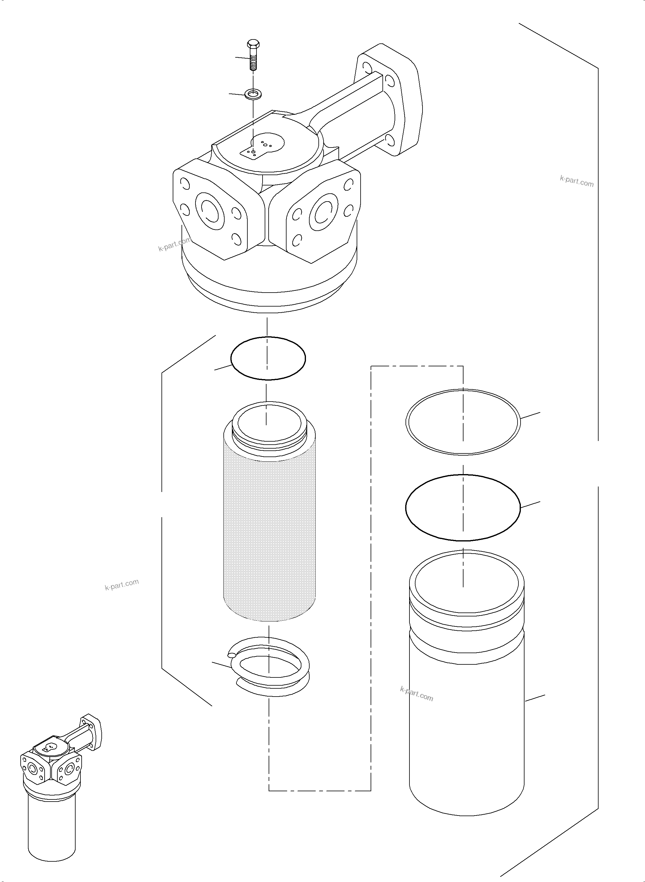 Komatsu parts book diagram for PC3000-6 S/N 46235: H. P. FILTER