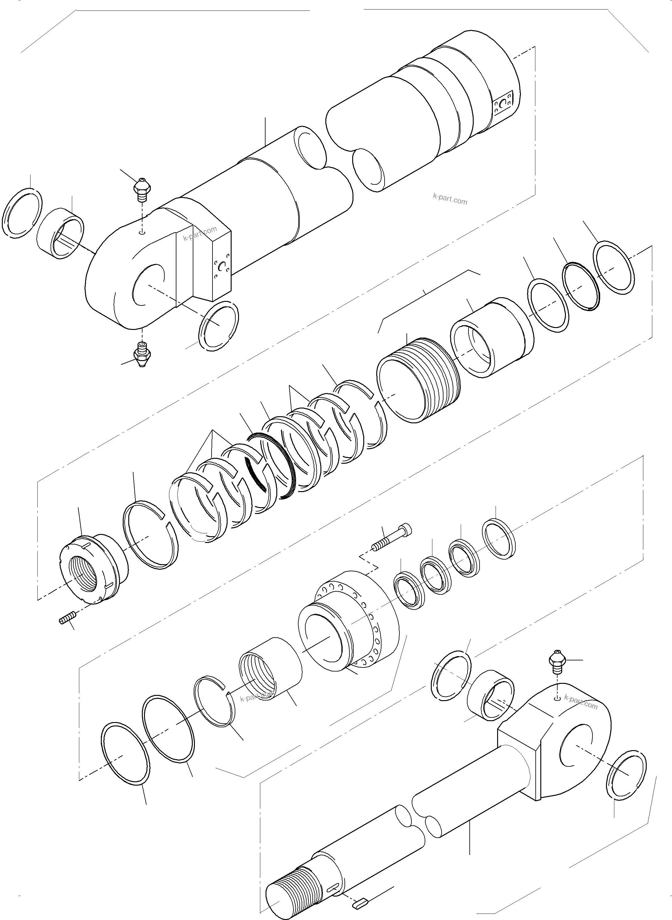 Komatsu parts book diagram for PC3000-6 S/N 46235: HYDRAULIC CYLINDER