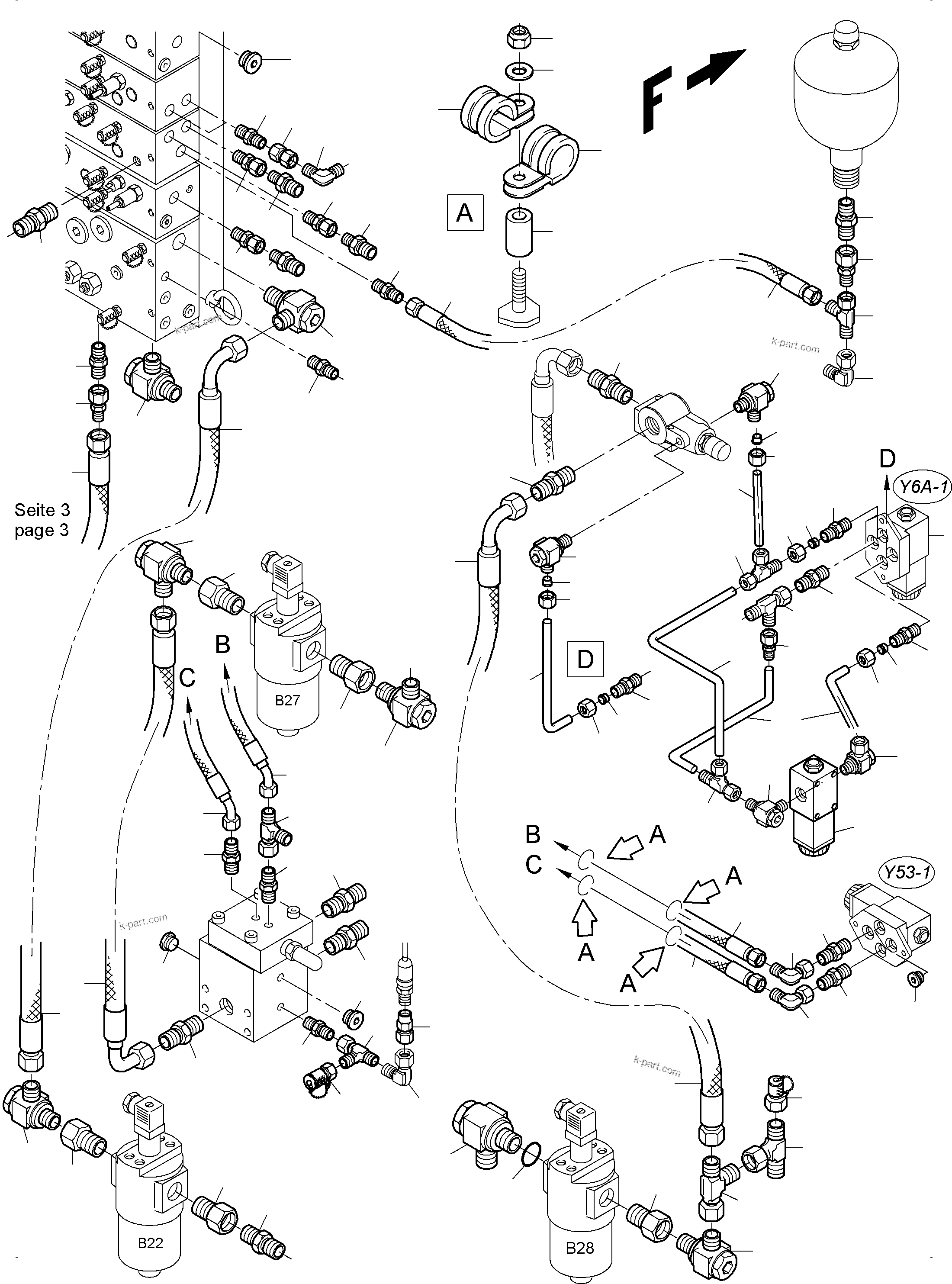 Komatsu parts book diagram for PC3000-6 S/N 46235: CONTROL- AND FILTER PLATE