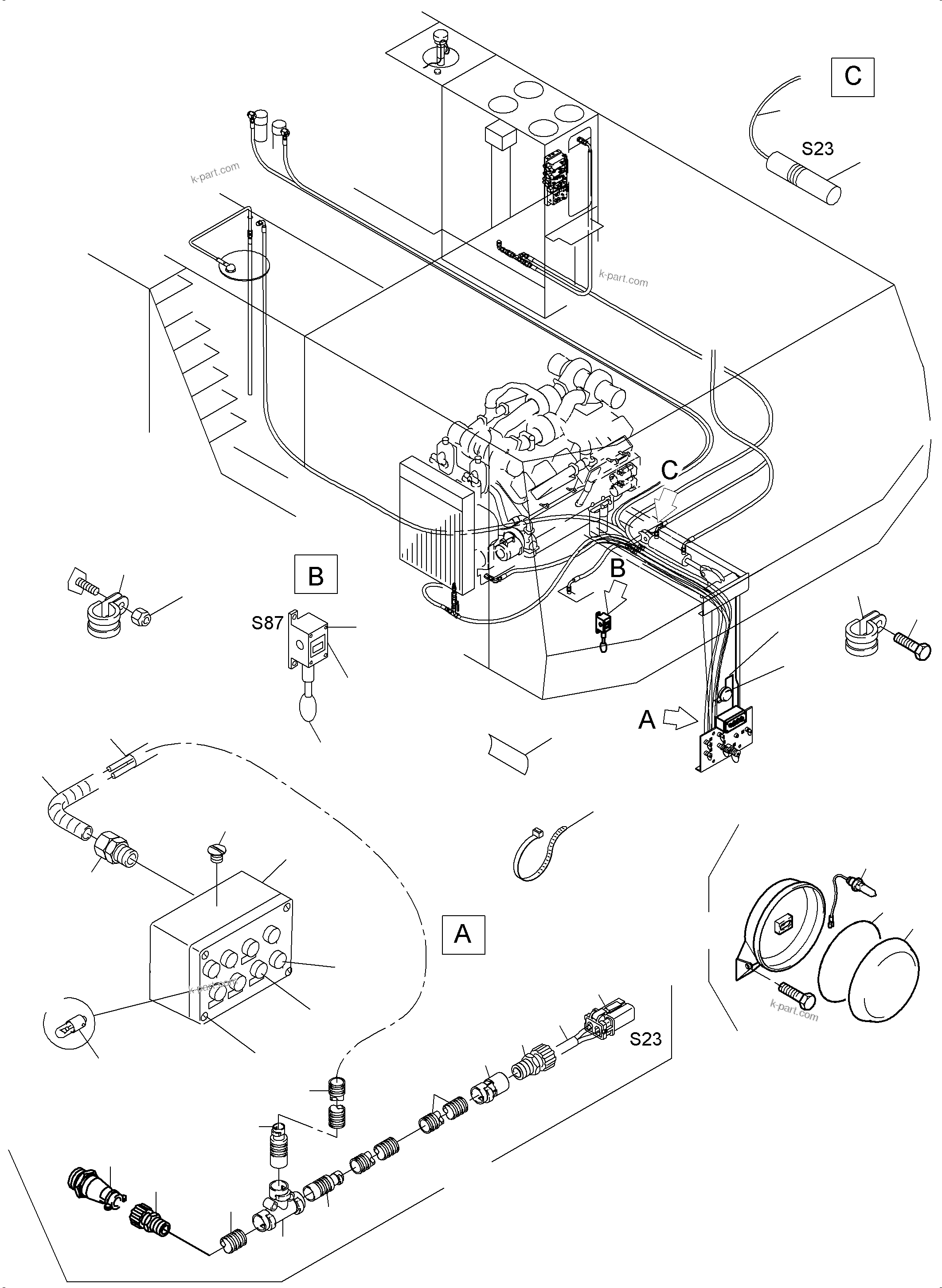 Komatsu parts book diagram for PC3000-6 S/N 46235: ELECTRIC PARTS - REFUELING
