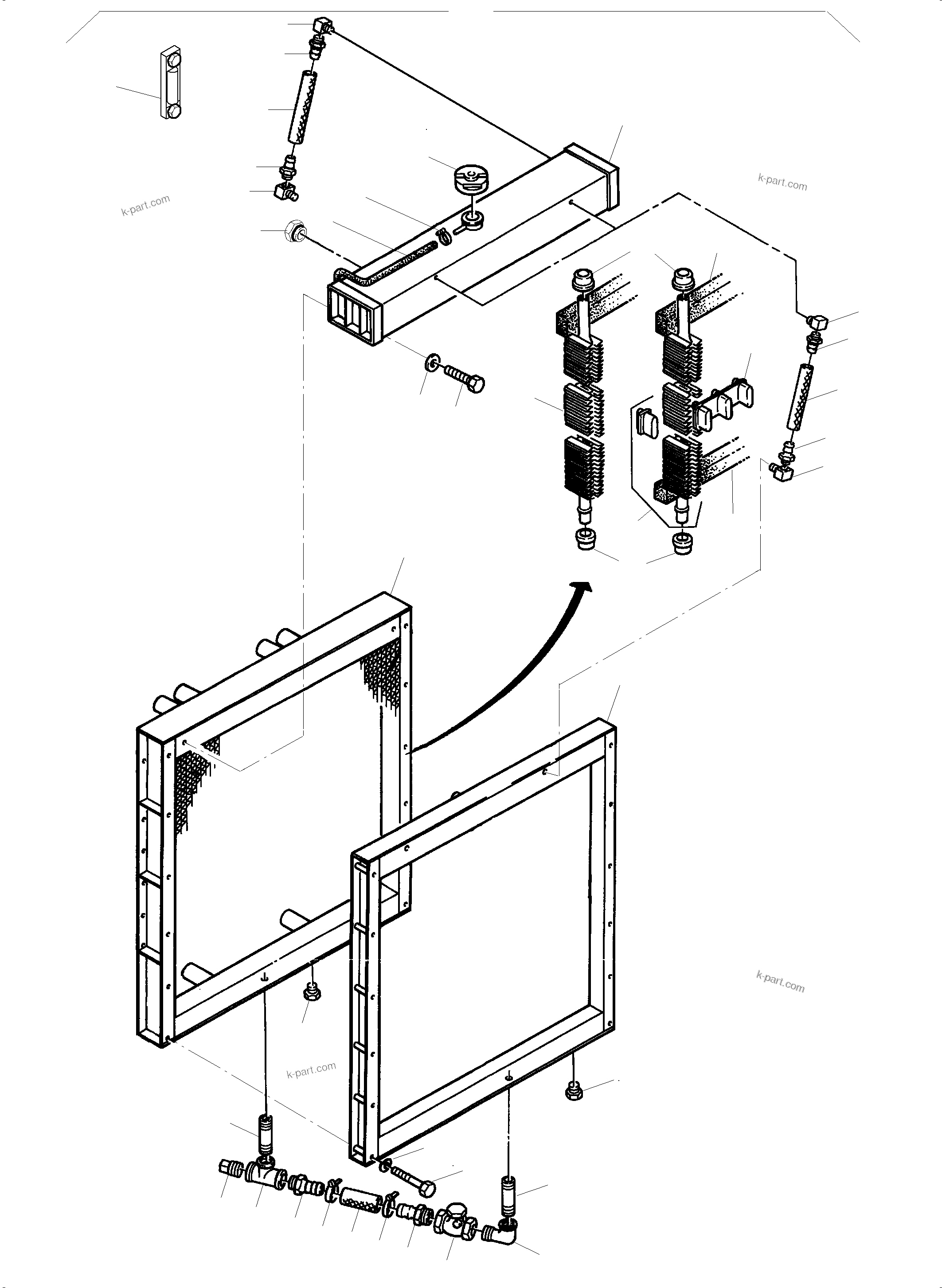Komatsu parts book diagram for PC3000-6 S/N 46235: RADIATOR