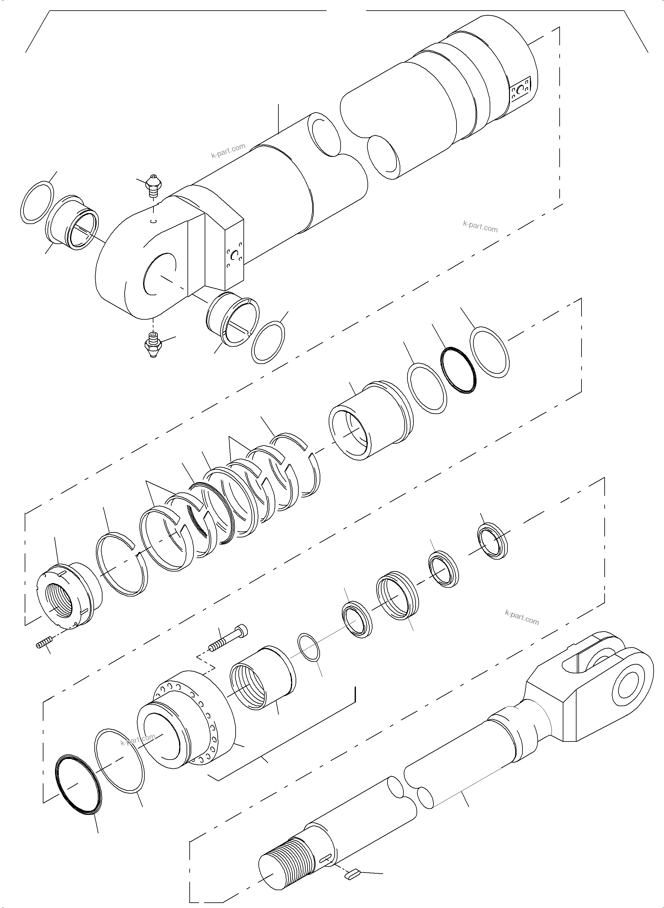Komatsu parts book diagram for PC3000-6 S/N 46235: HYDRAULIC CYLINDER