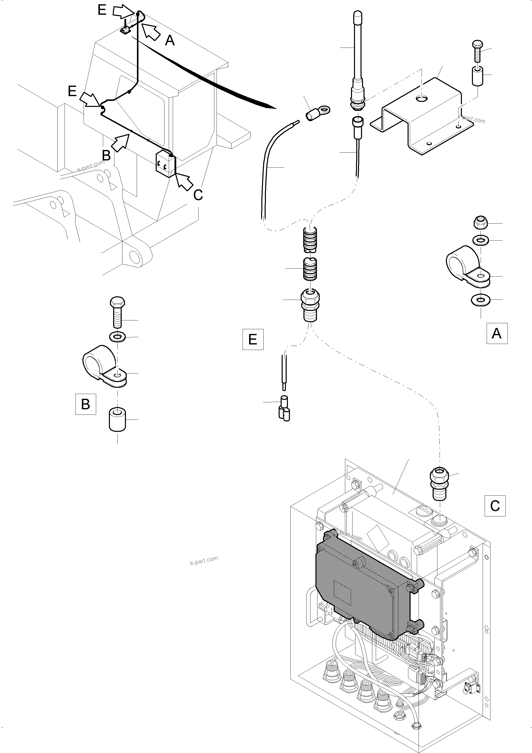 Komatsu parts book diagram for PC3000-6 S/N 46235: KOMTRAX - ARRANGEMENT