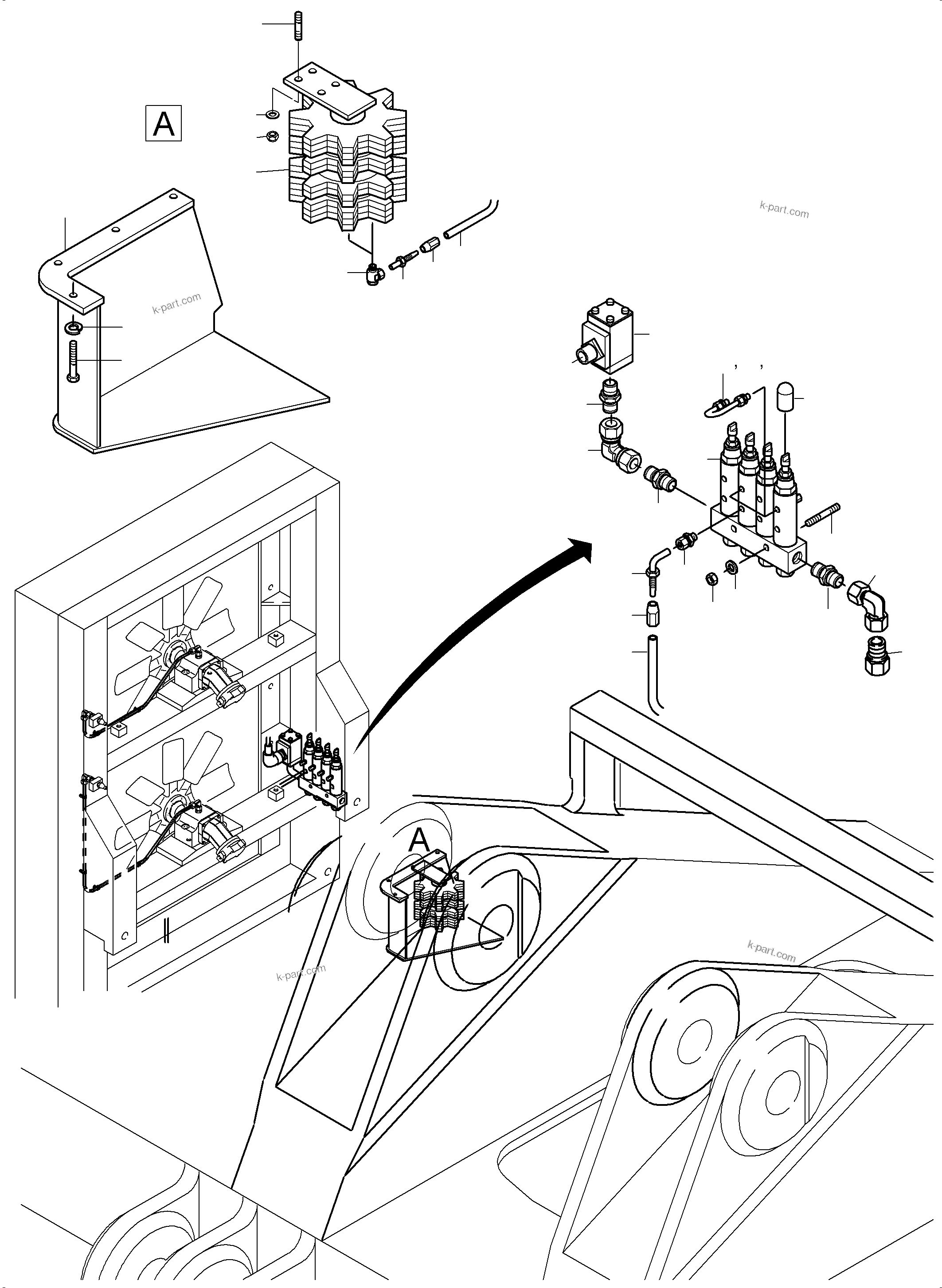 Komatsu parts book diagram for PC3000-6 S/N 46235: GEAR GREASING BY PINION