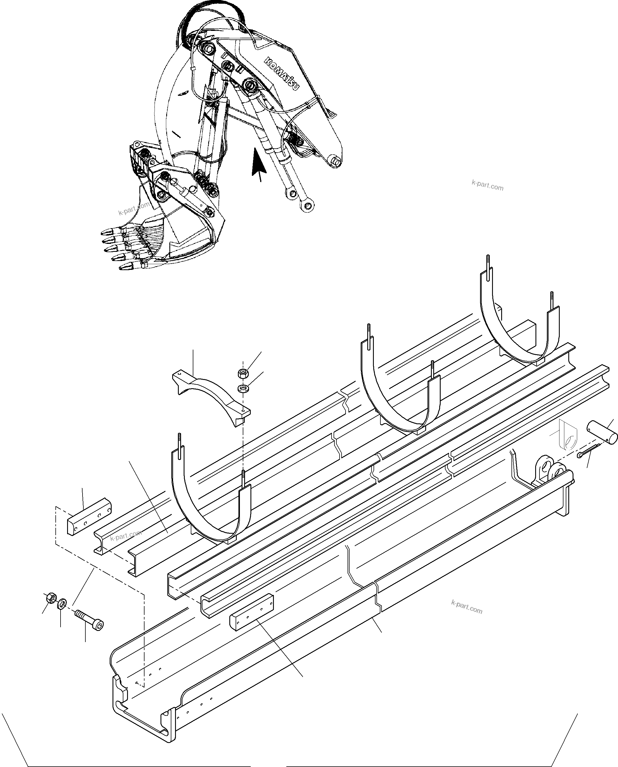 Komatsu parts book diagram for PC3000-6 S/N 46243: ROD PROTECTION  BOOM CYLINDER