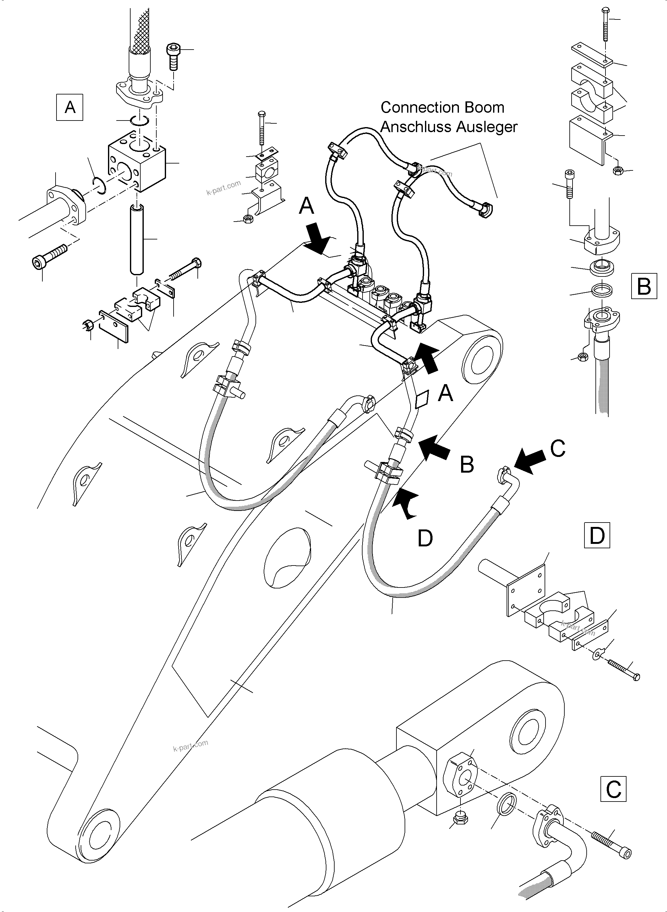 Komatsu parts book diagram for PC3000-6 S/N 46243: BULLCALM BUCKET STICK 4.3 M