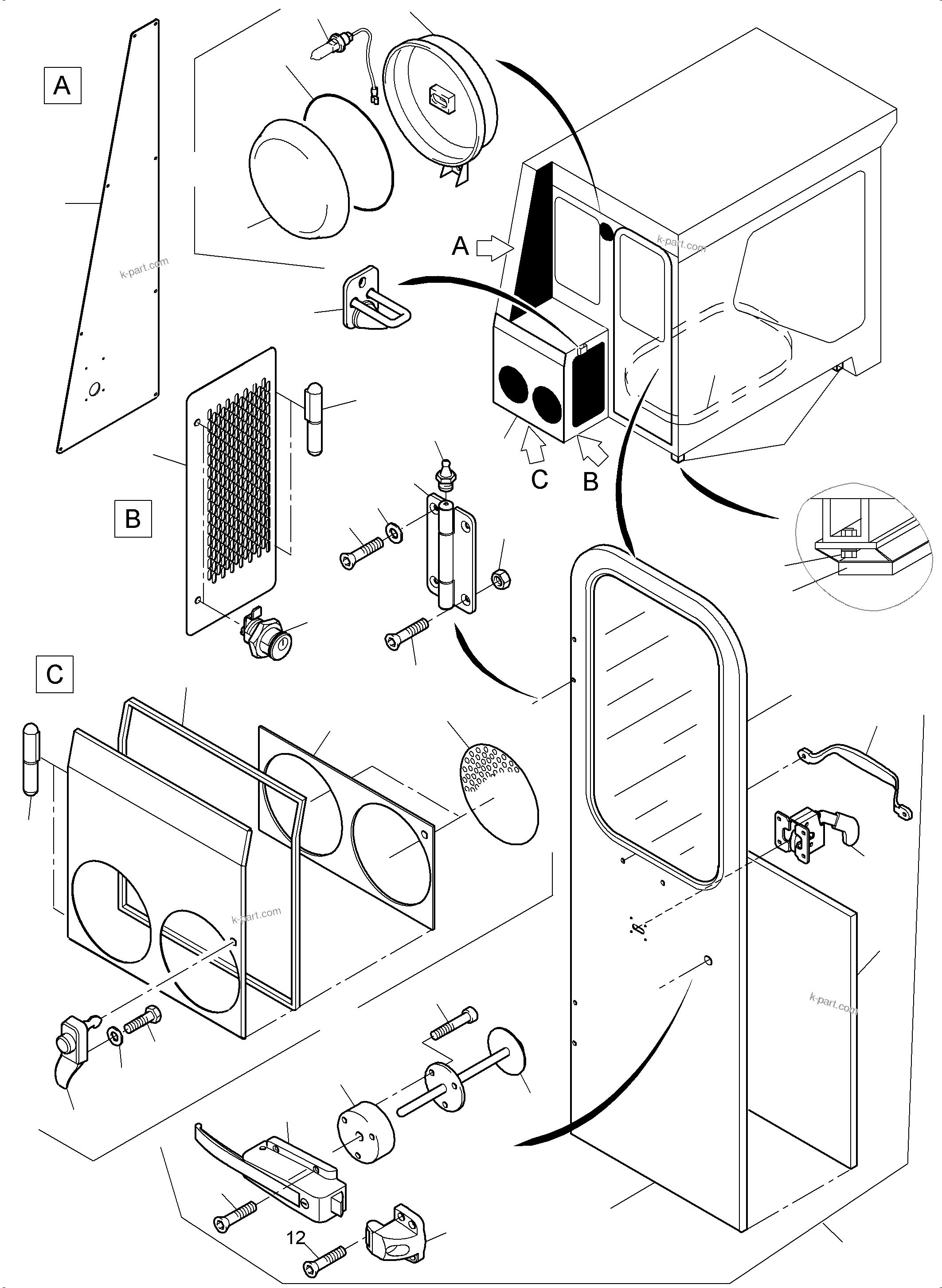 Komatsu parts book diagram for PC3000-6 S/N 46243: OPERATOR'S CAB