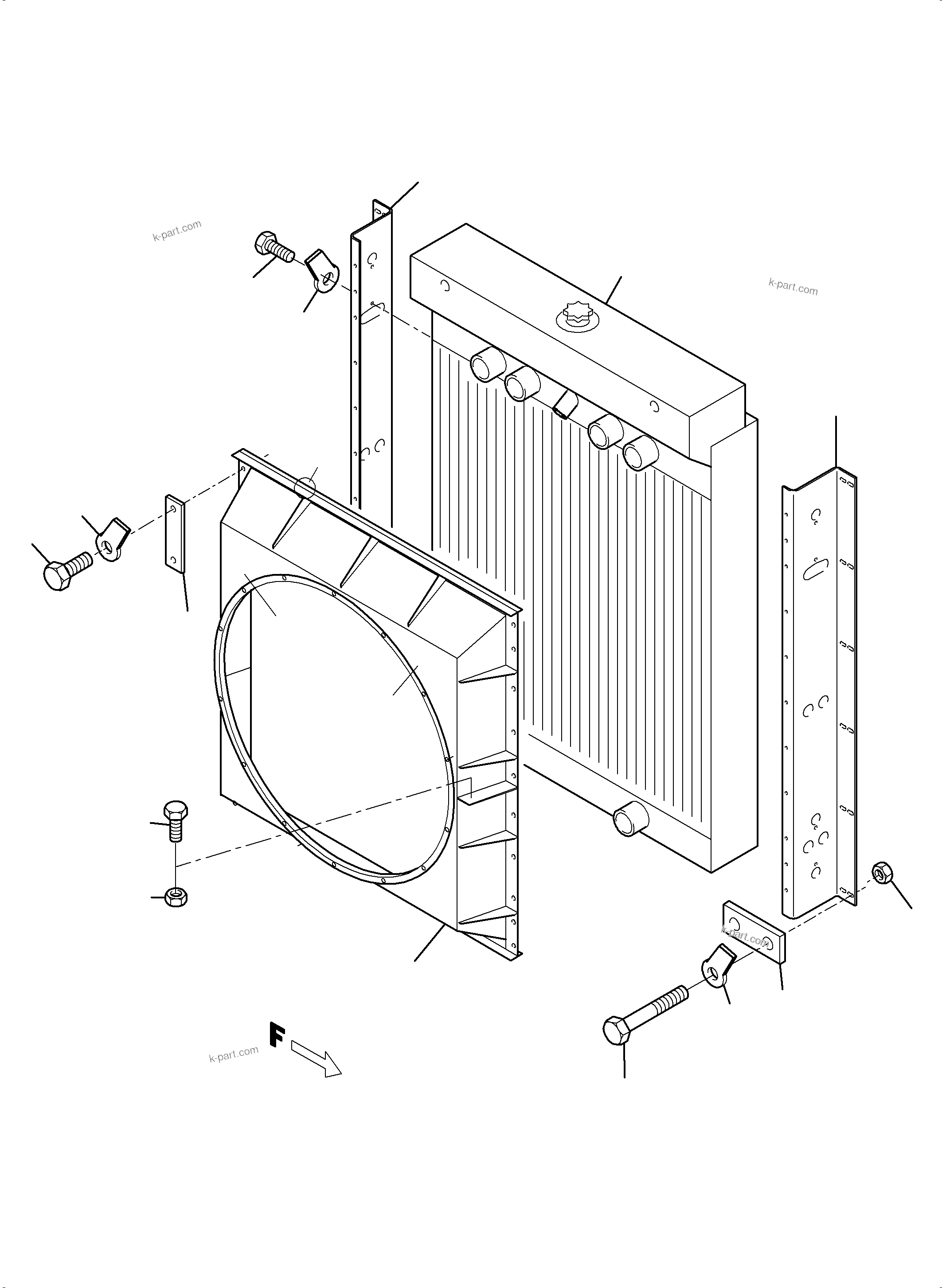 Komatsu parts book diagram for PC3000-6 S/N 46243: RADIATOR ARRANGEMENT