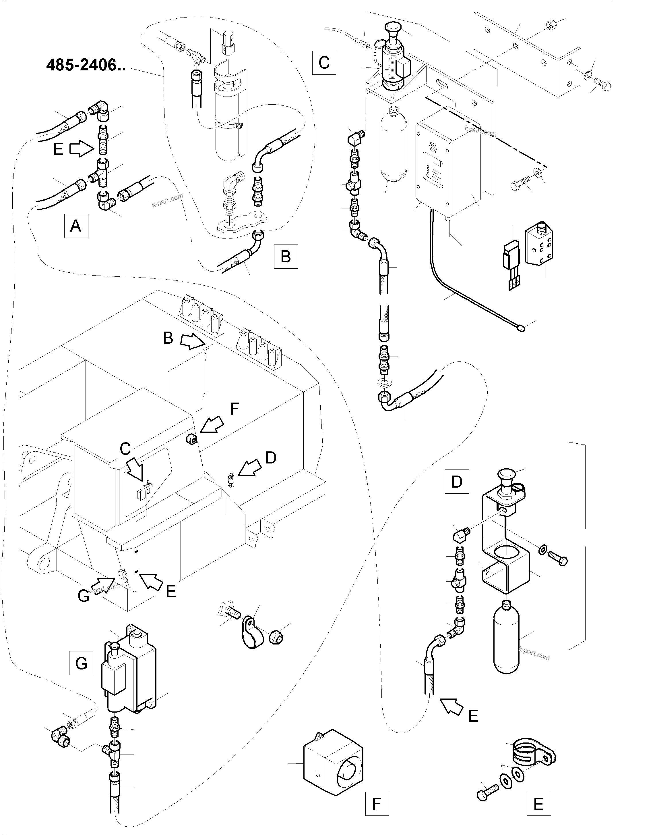 Komatsu parts book diagram for PC3000-6 S/N 46243: ACTUATING SYSTEM, HANDOPERATED