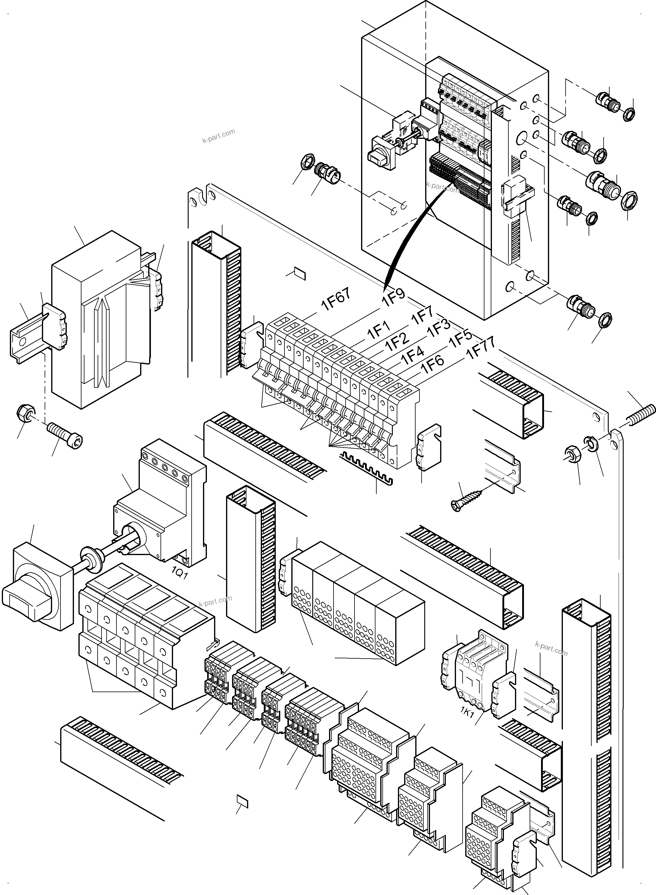 Komatsu parts book diagram for PC3000-6 S/N 46243: SWITCH BOX 1X1
