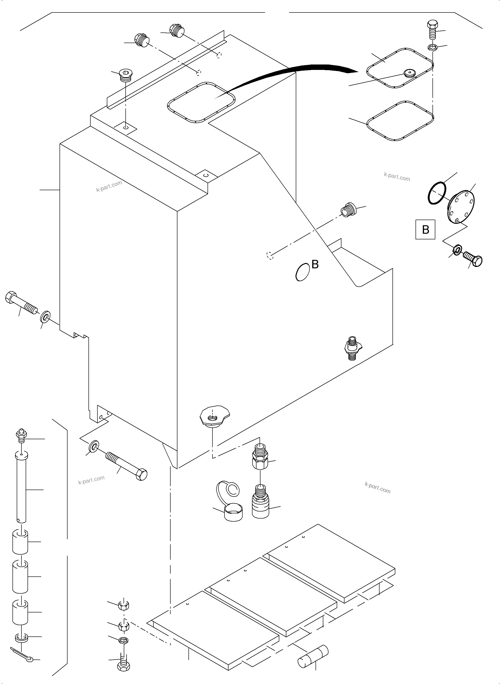Komatsu parts book diagram for PC3000-6 S/N 46243: FUEL TANK