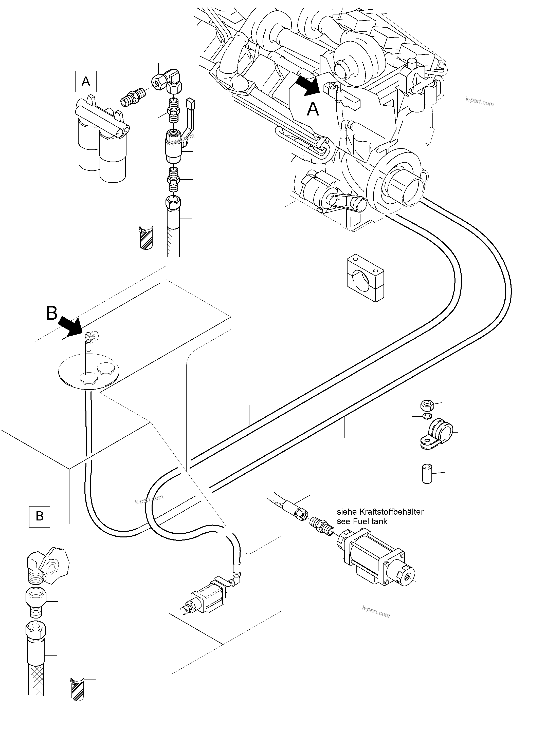 Komatsu parts book diagram for PC3000-6 S/N 46243: FUEL LINES