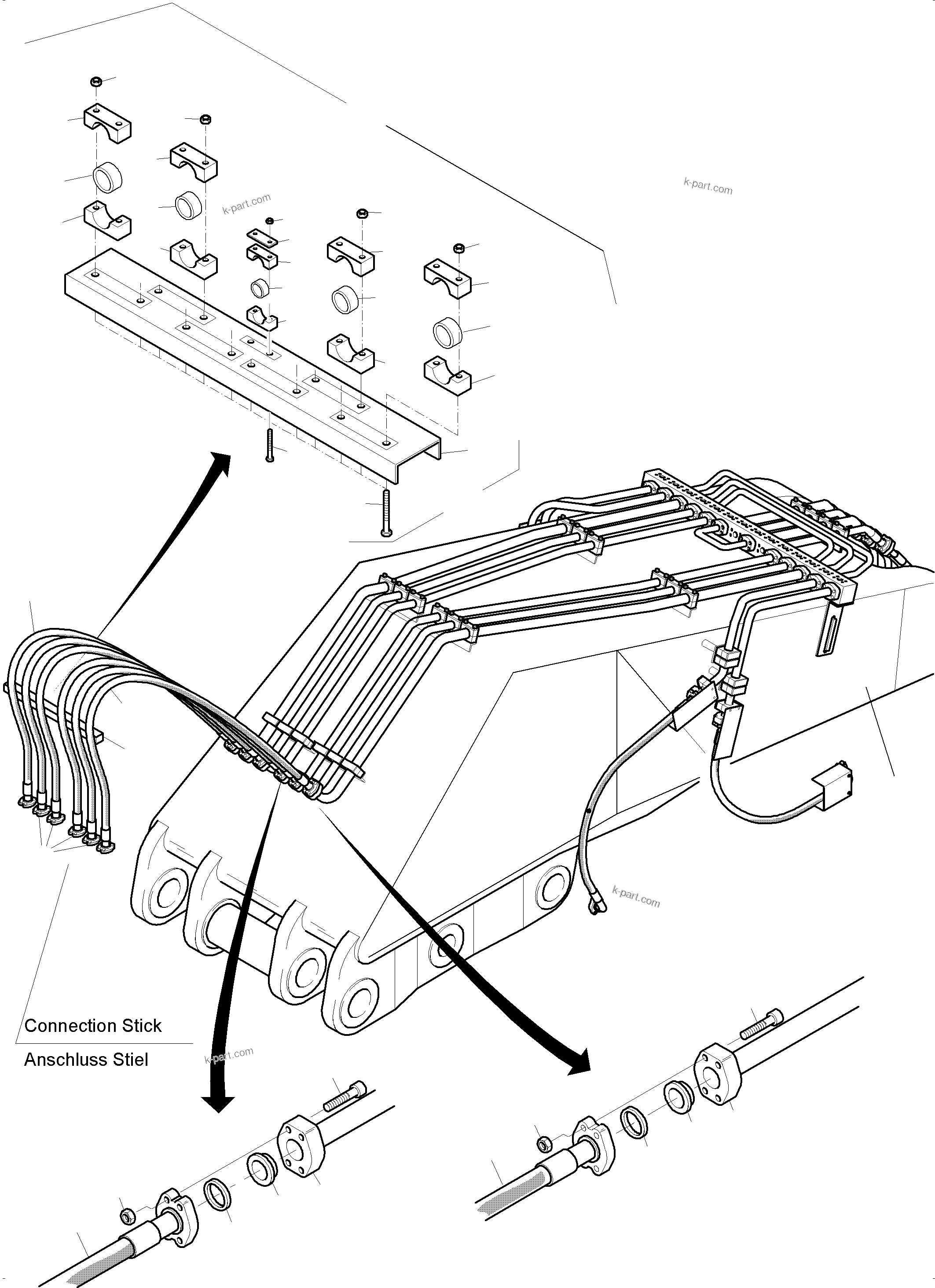 Komatsu parts book diagram for PC3000-6 S/N 46243: BULLCLAM BUCKET BOOM 6M