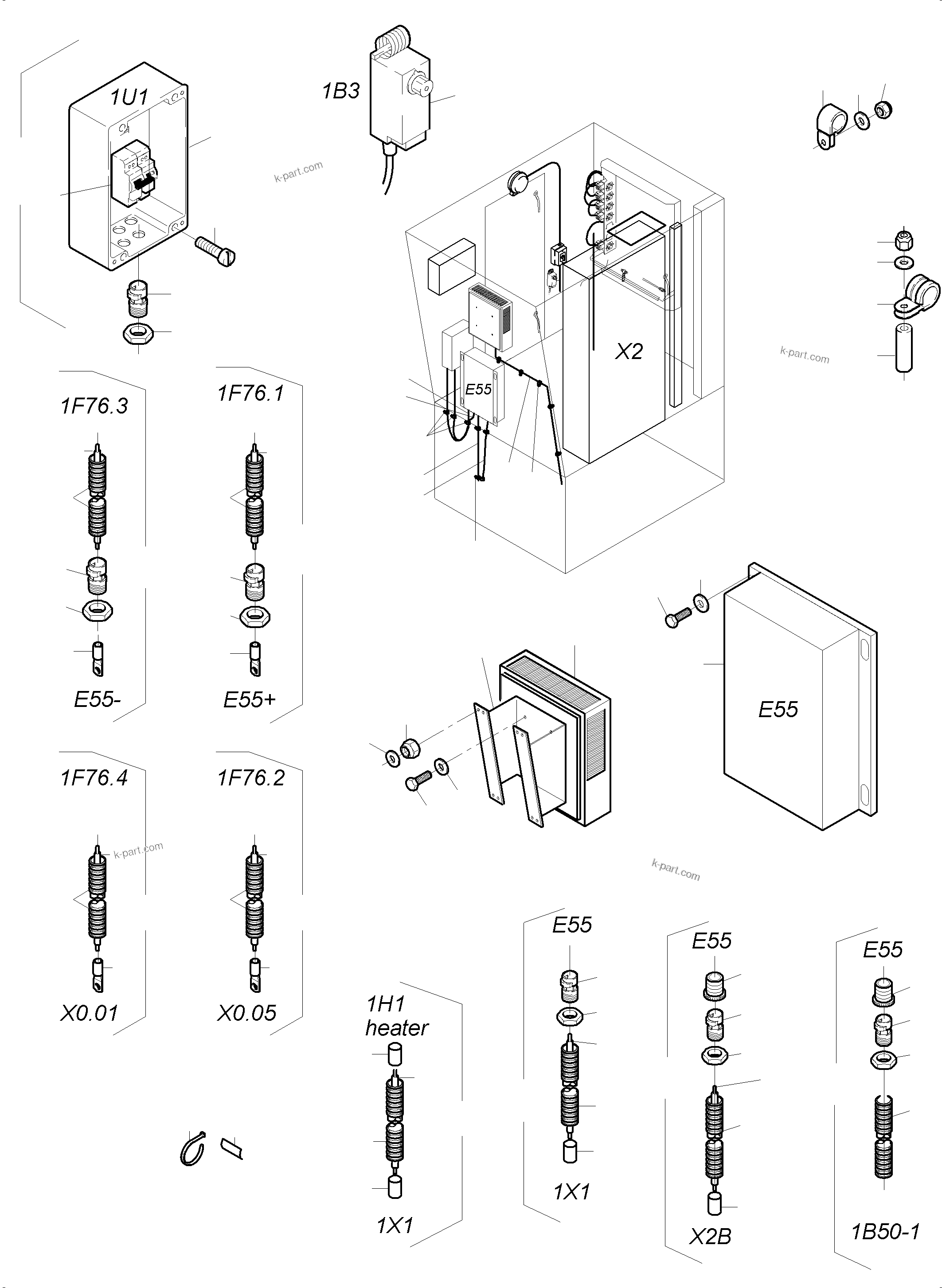 Komatsu parts book diagram for PC3000-6 S/N 46243: ELECTRIC PARTS TEMPERATURE CONDITIONING CAB SUPPORT